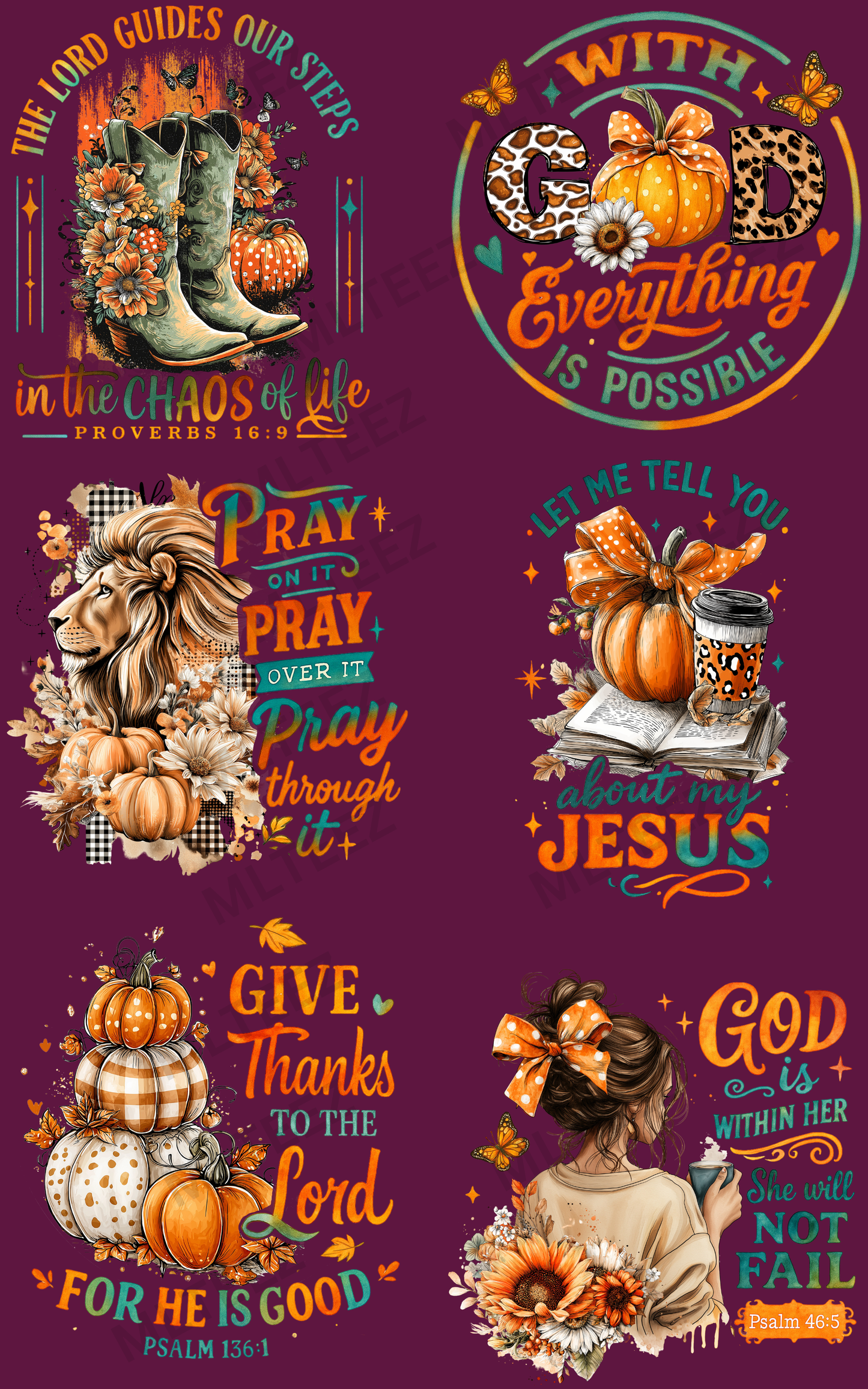 FALL- THE LORD GUIDES OUR STEPS (1) PREMADE GANGSHEET - 22X36 DTF TRANSFERS - DIRECT TO FILM