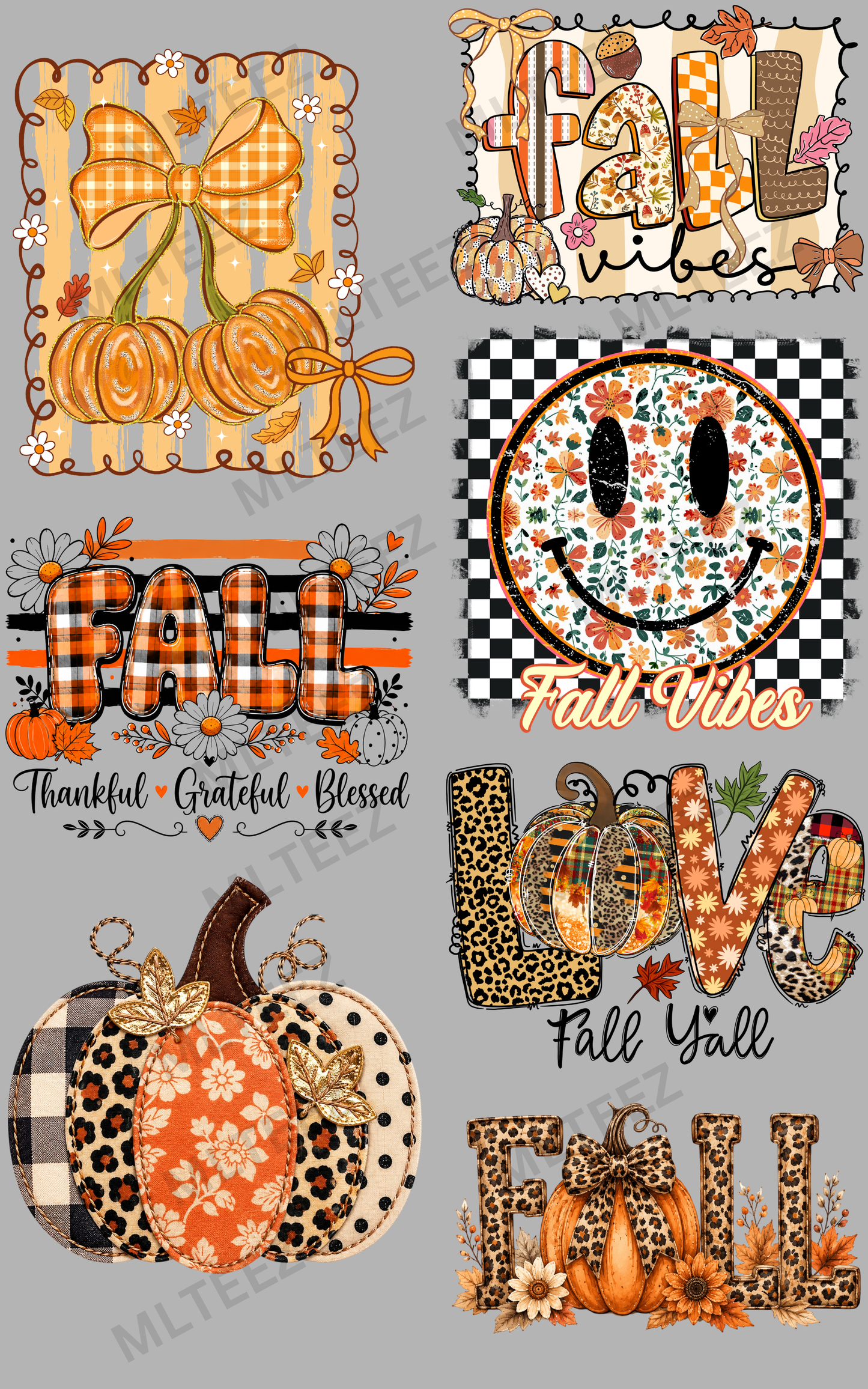 FALL (6) PREMADE GANGSHEET - 22X36 DTF TRANSFERS - DIRECT TO FILM