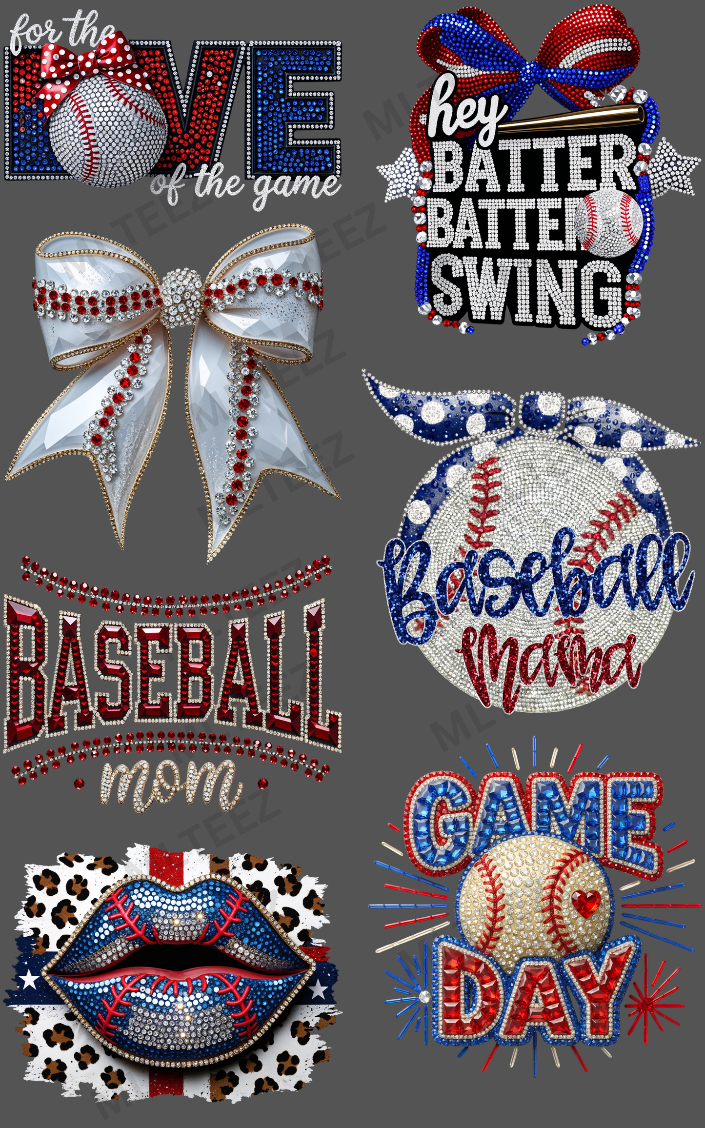 FOR THE LOVE OF THE GAME (BASEBALL) (1) PREMADE GANGSHEET - 22X36 DTF TRANSFERS - DIRECT TO FILM