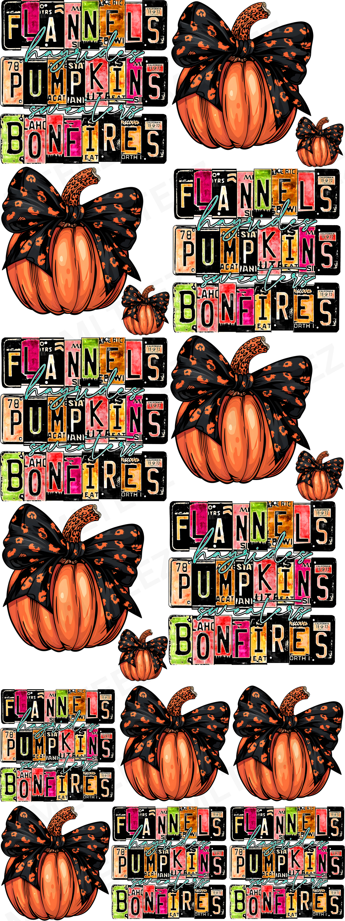 Flannels, Pumpkins, & Bonfires PREMADE GANGSHEET - 22X60