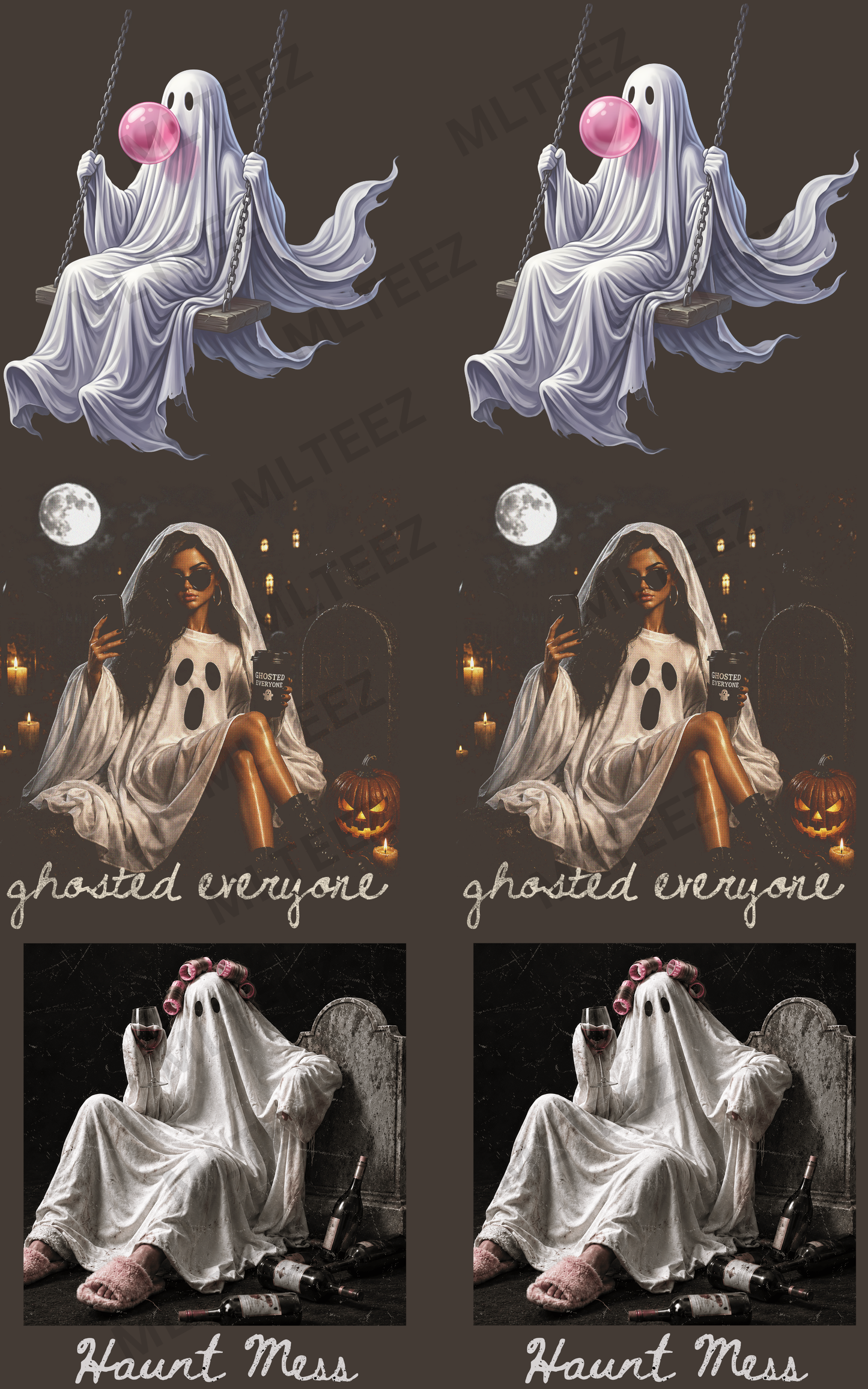 GHOSTED EVERYONE (1) PREMADE GANGSHEET - 22X36 DTF TRANSFERS - DIRECT TO FILM