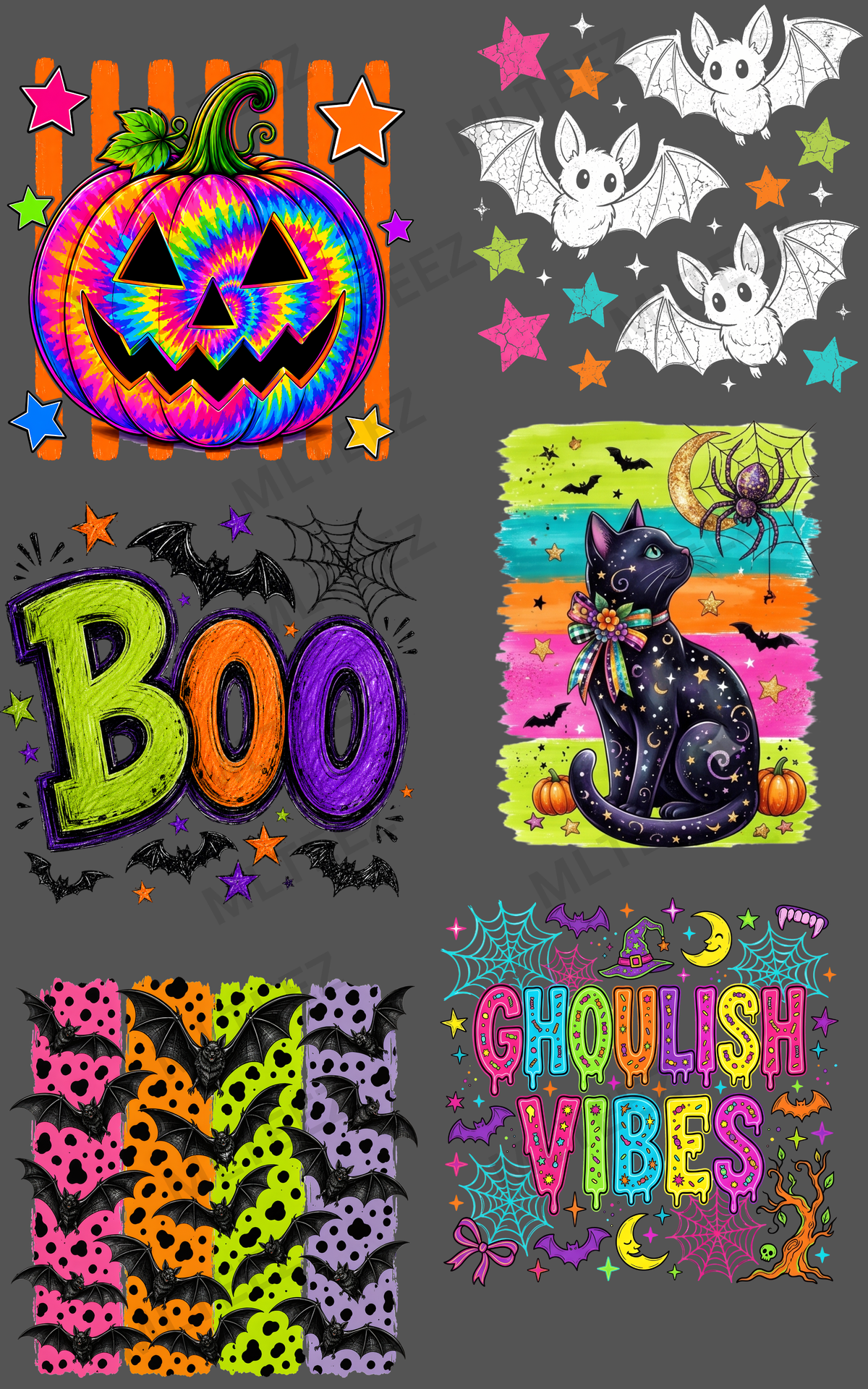 GHOULISH VIBES (1) PREMADE GANGSHEET - 22X36 DTF TRANSFERS - DIRECT TO FILM