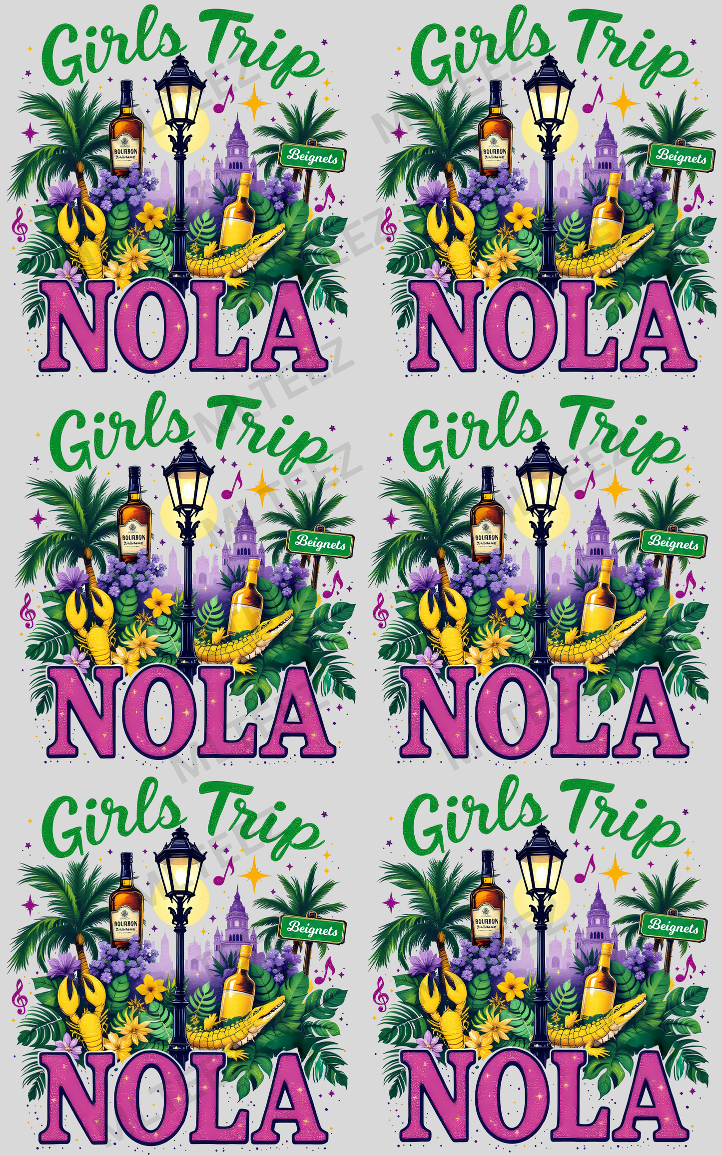 GIRLS TRIP NOLA (1) PREMADE GANGSHEET - 22X36 DTF TRANSFERS - DIRECT TO FILM