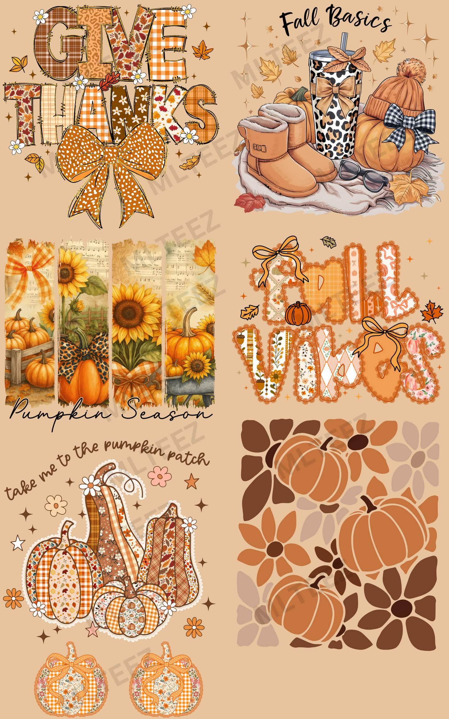 GIVE THANKS PREMADE GANGSHEET - 22X36 DTF TRANSFERS - DIRECT TO FILM