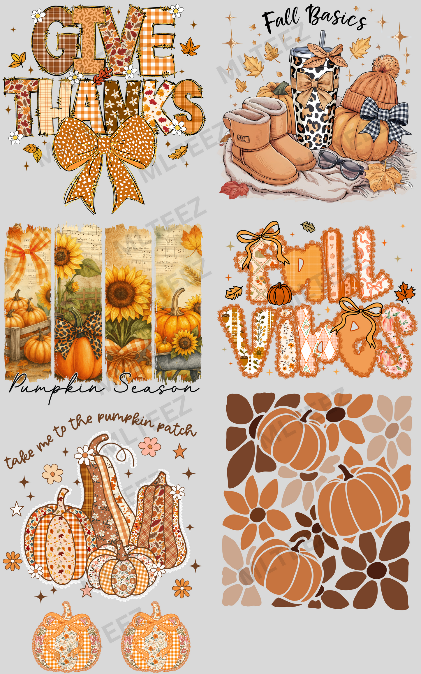 GIVE THANKS (2) PREMADE GANGSHEET - 22X36 DTF TRANSFERS - DIRECT TO FILM