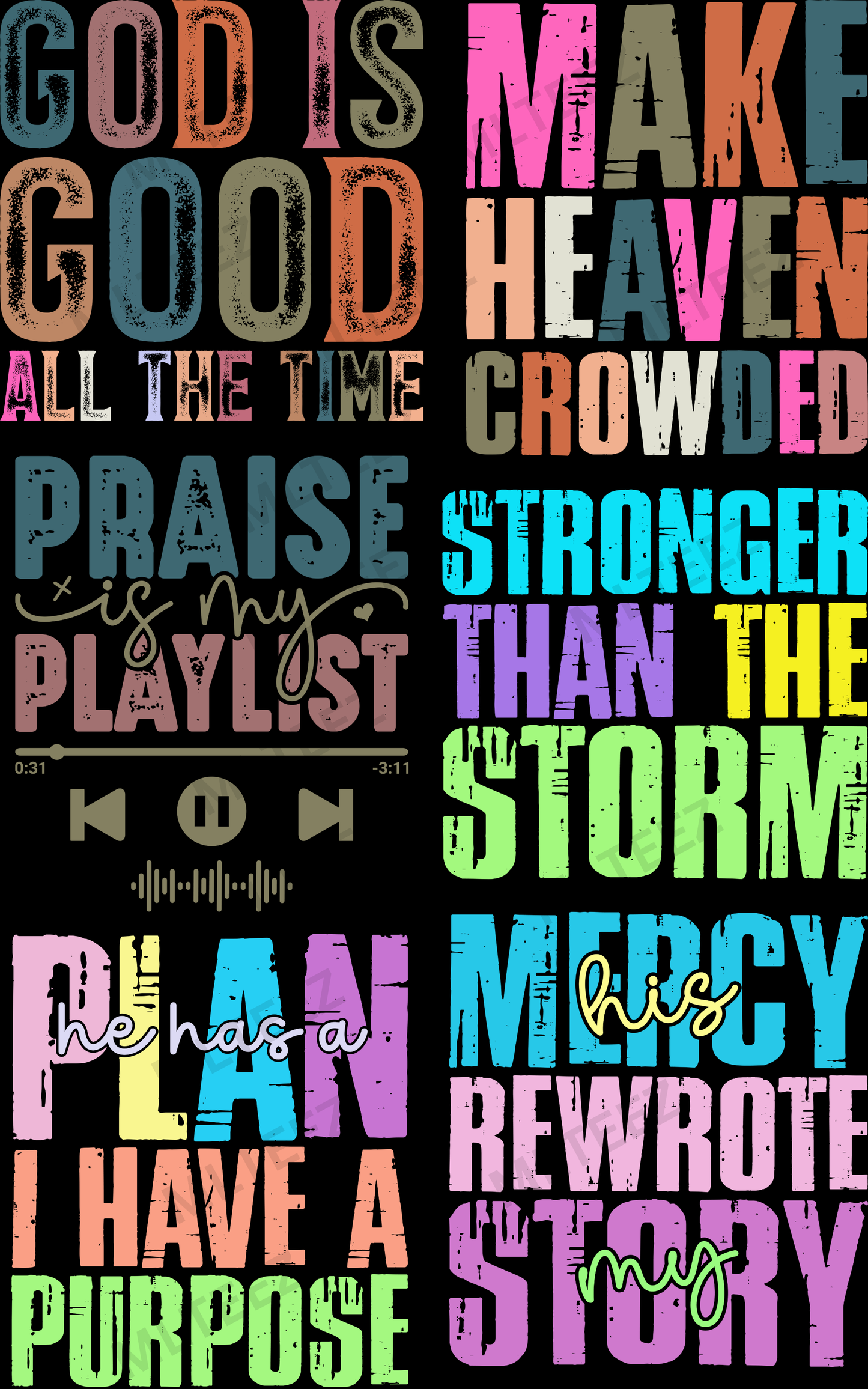 GOD IS GOOD ALL THE TIME (1) PREMADE GANGSHEET - 22X36 DTF TRANSFERS - DIRECT TO FILM