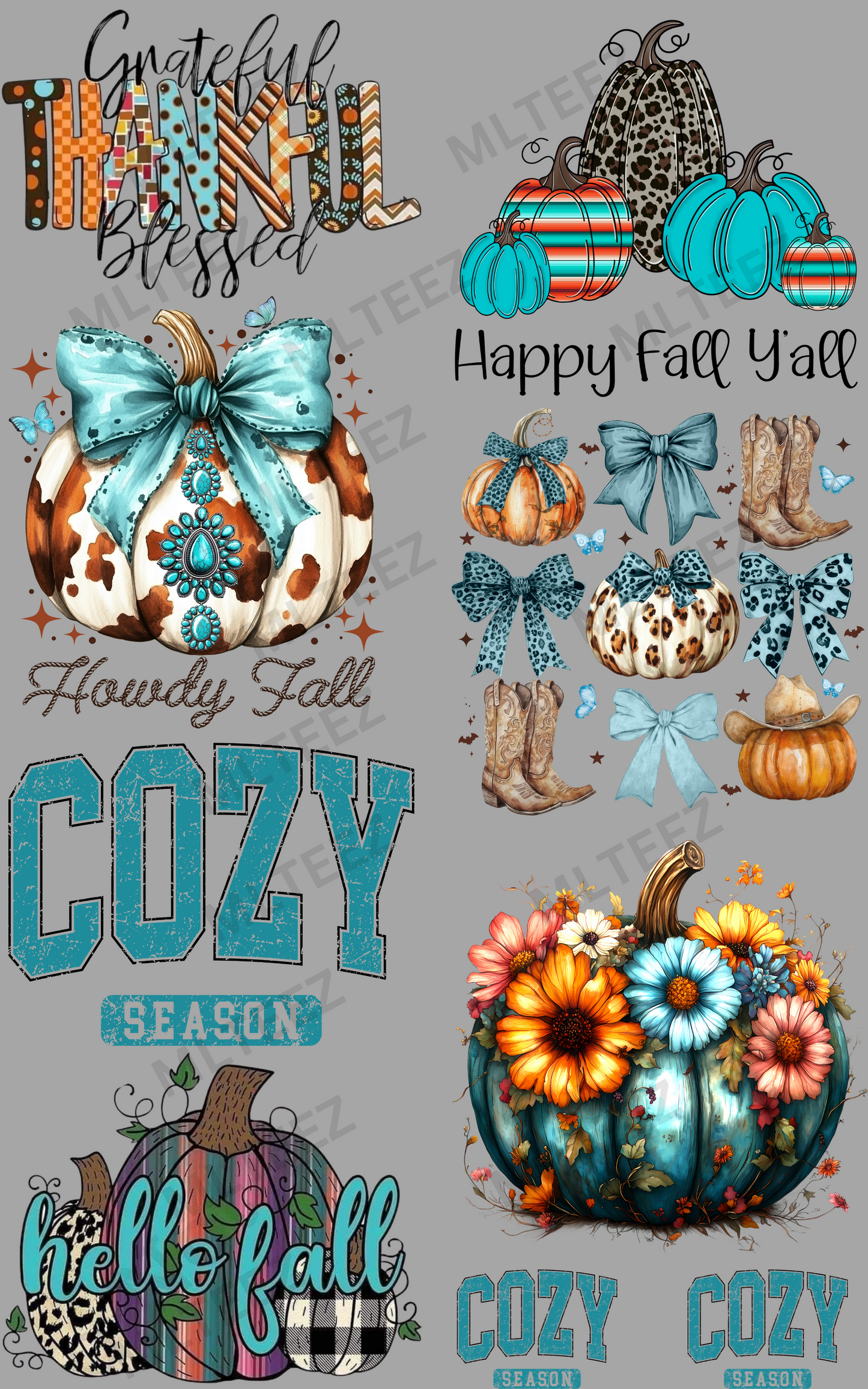 GRATEFUL, THANKFUL, BLESSED PREMADE GANGSHEET - 22X36 DTF TRANSFERS - DIRECT TO FILM