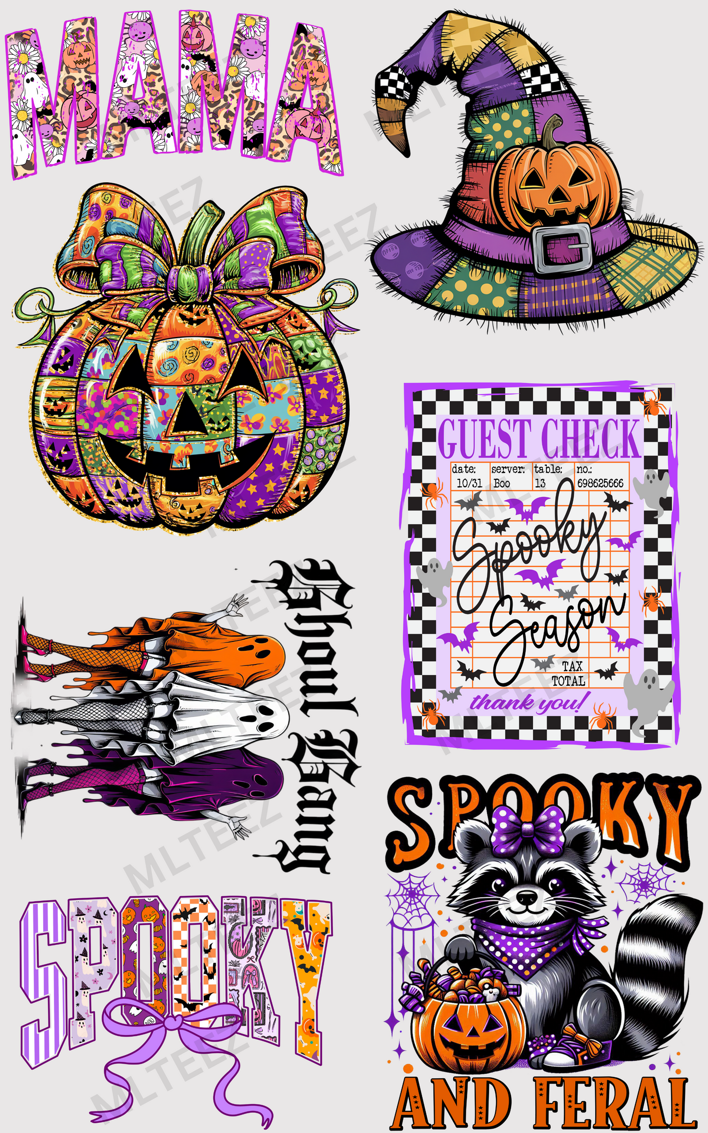 HALLOWEEN (5) PREMADE GANGSHEET - 22X36 DTF TRANSFERS - DIRECT TO FILM