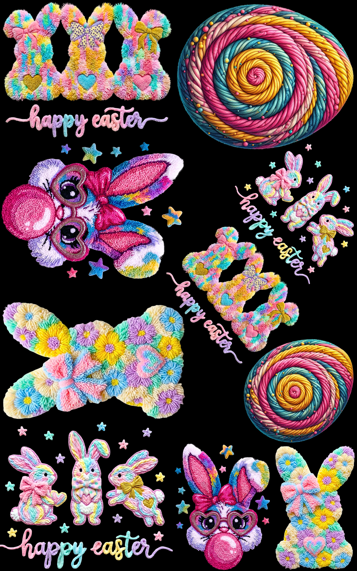 HAPPY EASTER (2) (ADULT/YOUTH) PREMADE GANGSHEET - 22X36 DTF TRANSFERS - DIRECT TO FILM