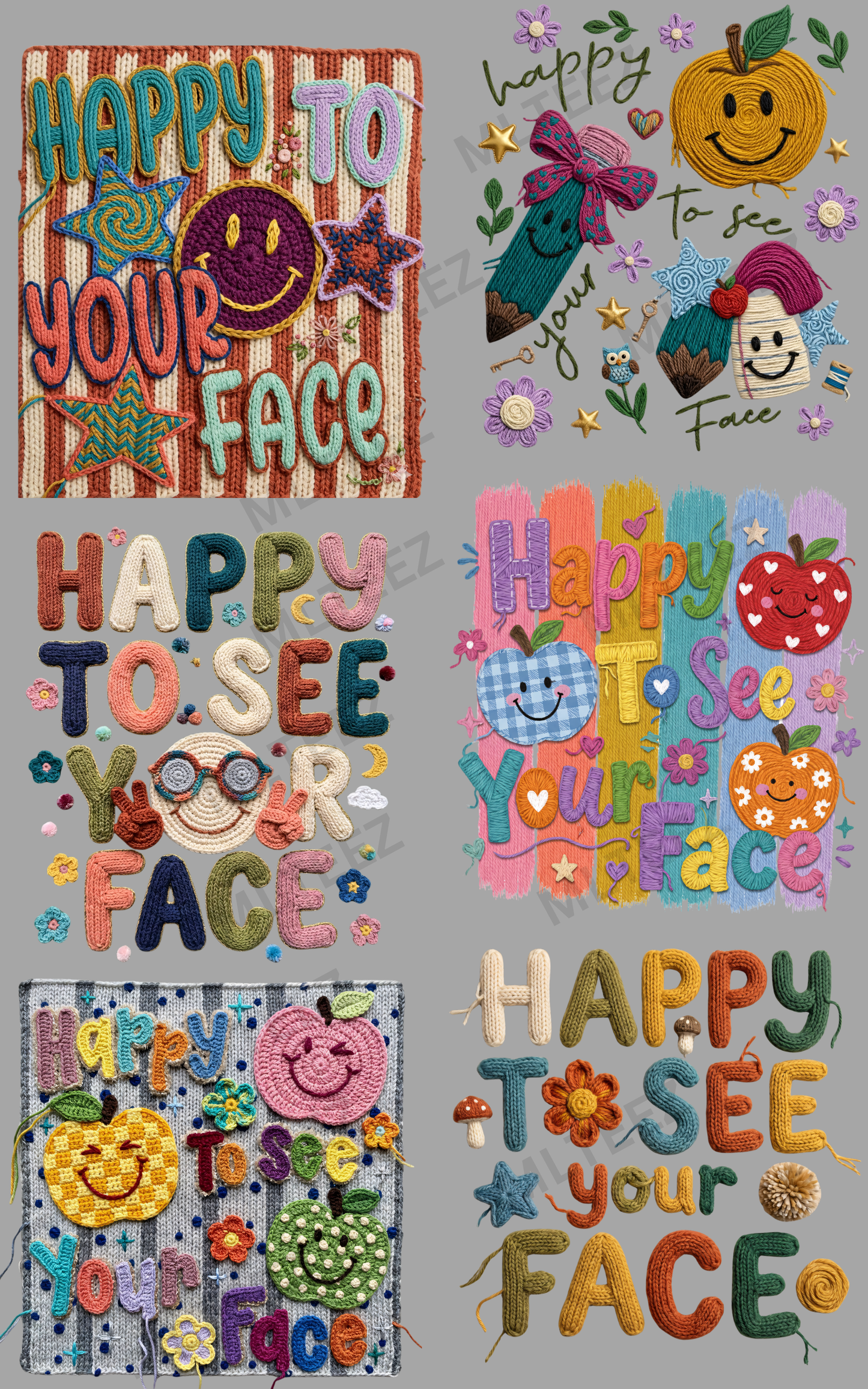 HAPPY TO SEE YOUR FACE (1) PREMADE GANGSHEET - 22X36 DTF TRANSFERS - DIRECT TO FILM