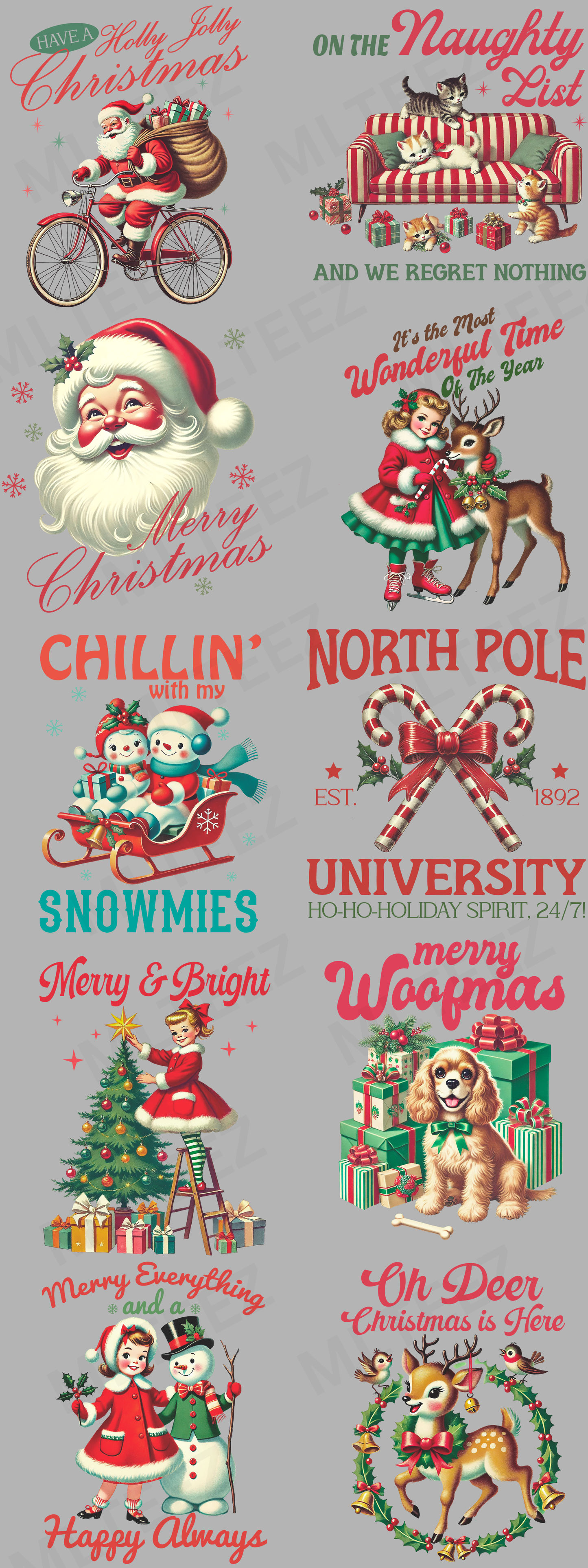 HAVE A HOLLY JOLLY CHRISTMAS (1) PREMADE GANGSHEET - 22X60 DTF TRANSFERS - DIRECT TO FILM