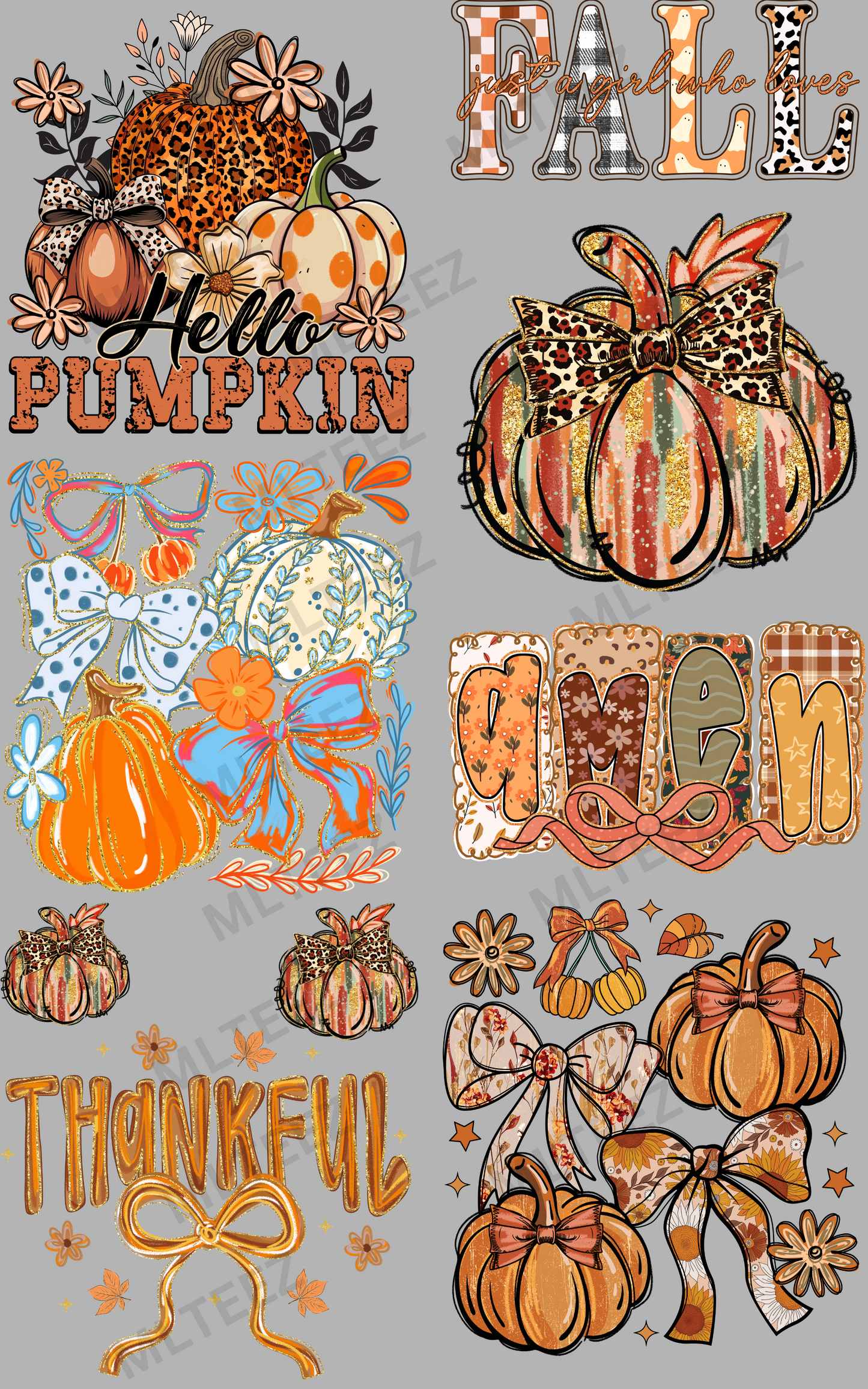 HELLO PUMPKIN (2) PREMADE GANGSHEET - 22X36 DTF TRANSFERS - DIRECT TO FILM