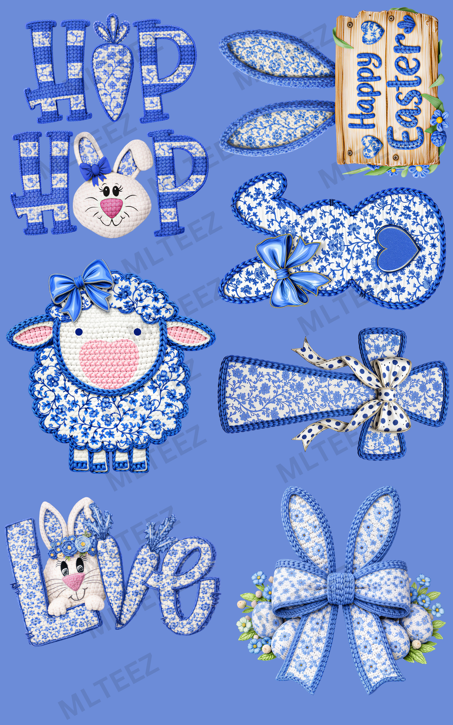 HIP HOP (BLUE) (1) PREMADE GANGSHEET - 22X36 DTF TRANSFERS - DIRECT TO FILM