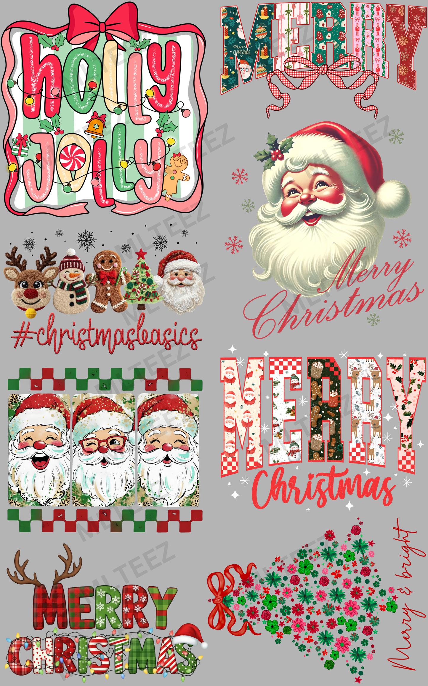 HOLLY JOLLY (1) PREMADE GANGSHEET - 22X36 DTF TRANSFERS - DIRECT TO FILM