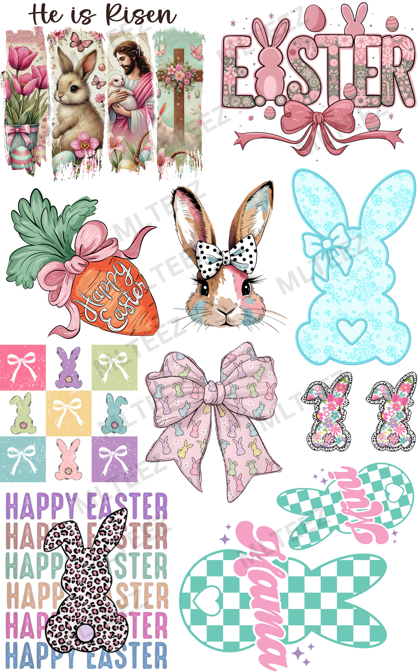 HE IS RISEN (1) PREMADE GANGSHEET - 22X36 DTF TRANSFERS - DIRECT TO FILM