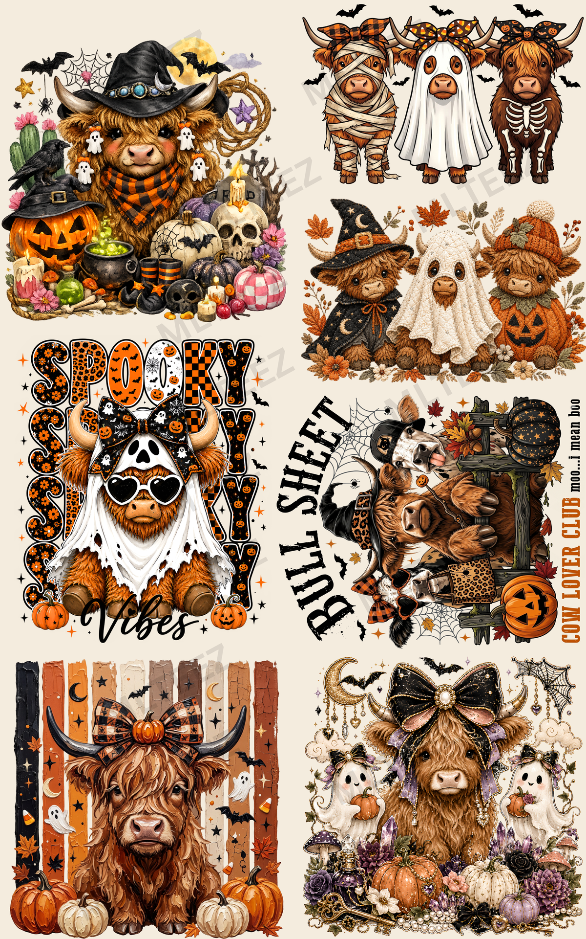 HIGHLAND HALLOWEEN (1) PREMADE GANGSHEET - 22X36 DTF TRANSFERS - DIRECT TO FILM