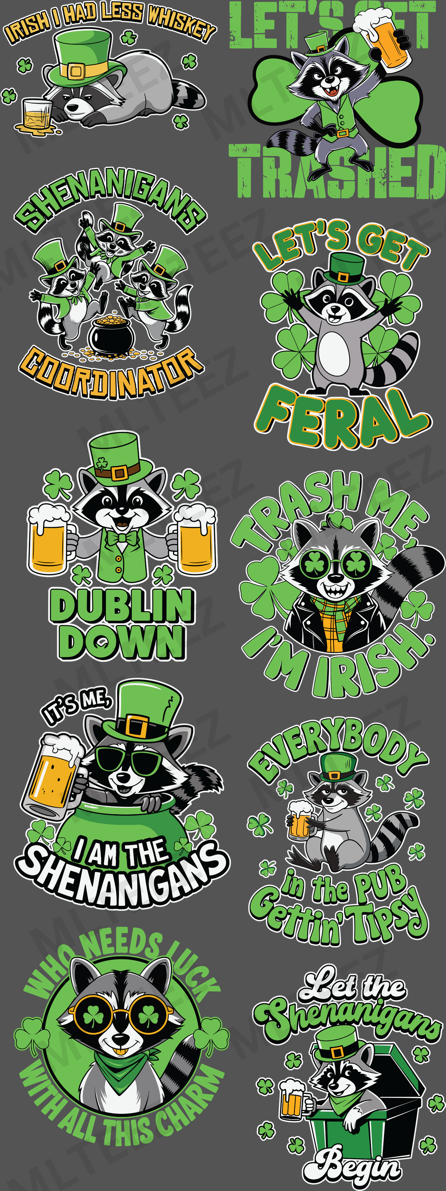 IRISH I HAD LESS WHISKEY (60 INCH) PREMADE GANGSHEET - 22X60 DTF TRANSFERS - DIRECT TO FILM