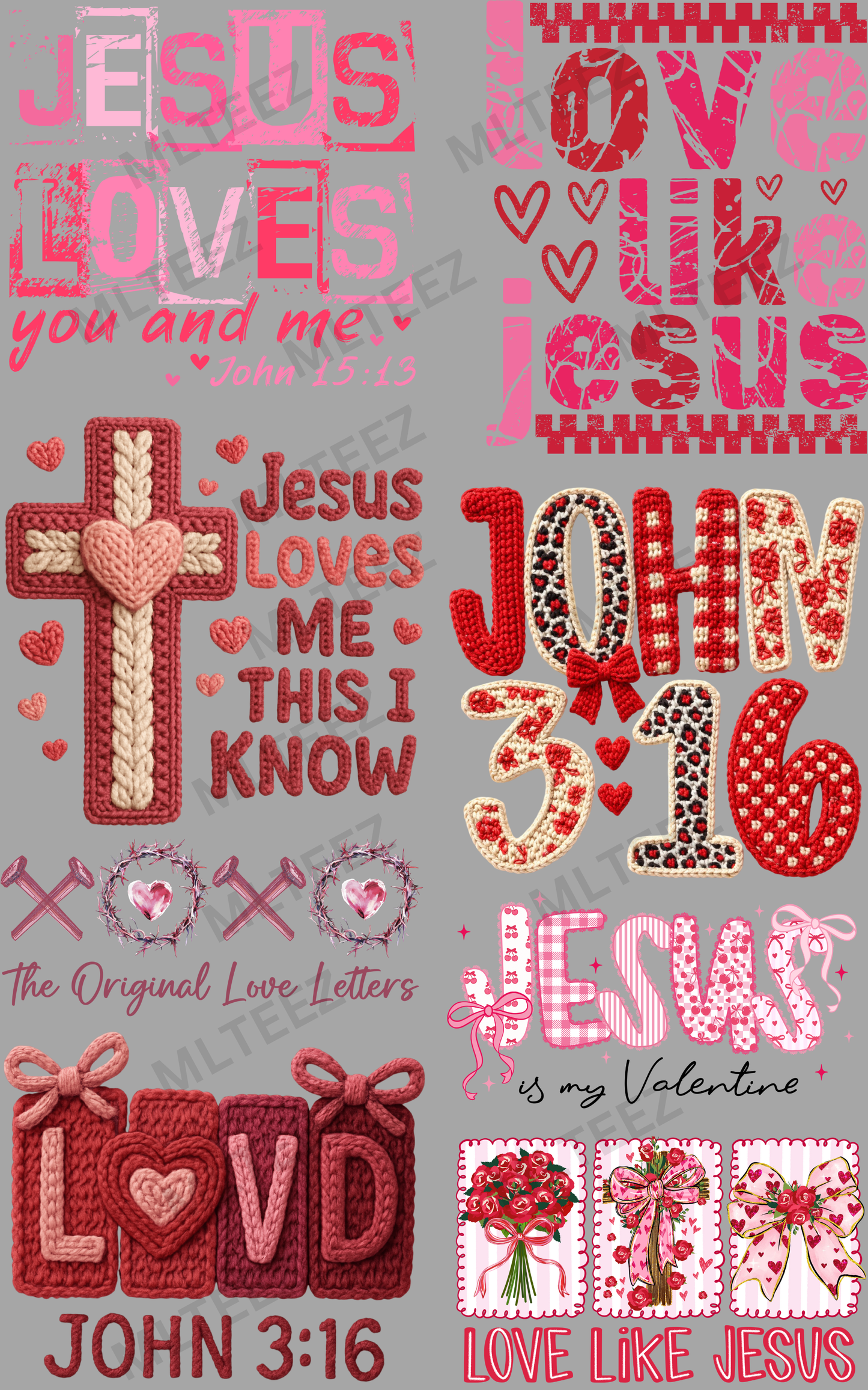 JESUS LOVES YOU AND ME (1) PREMADE GANGSHEET - 22X36 DTF TRANSFERS - DIRECT TO FILM
