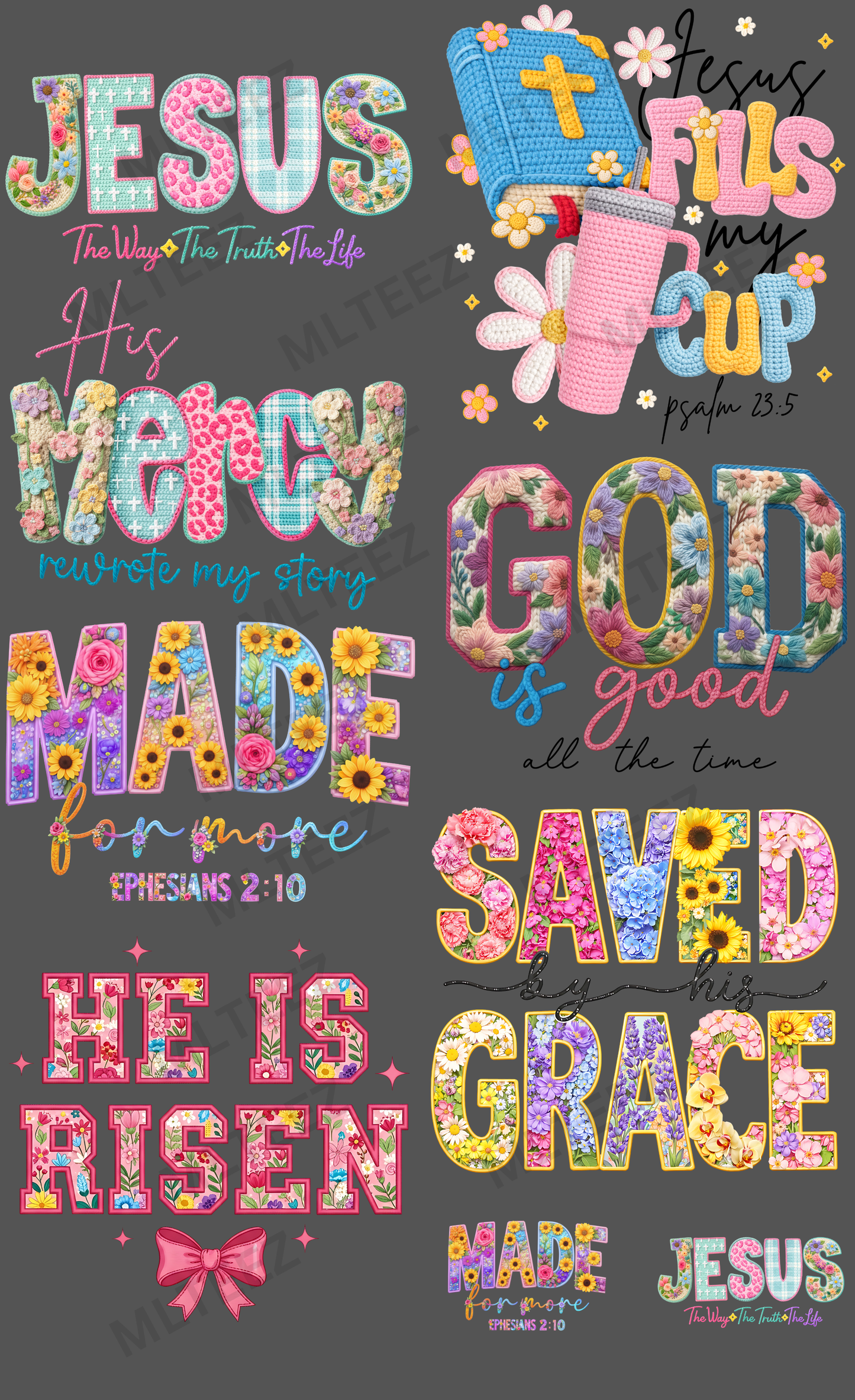 JESUS THE WAY THE TRUTH THE LIFE (2) PREMADE GANGSHEET - 22X36 DTF TRANSFERS - DIRECT TO FILM