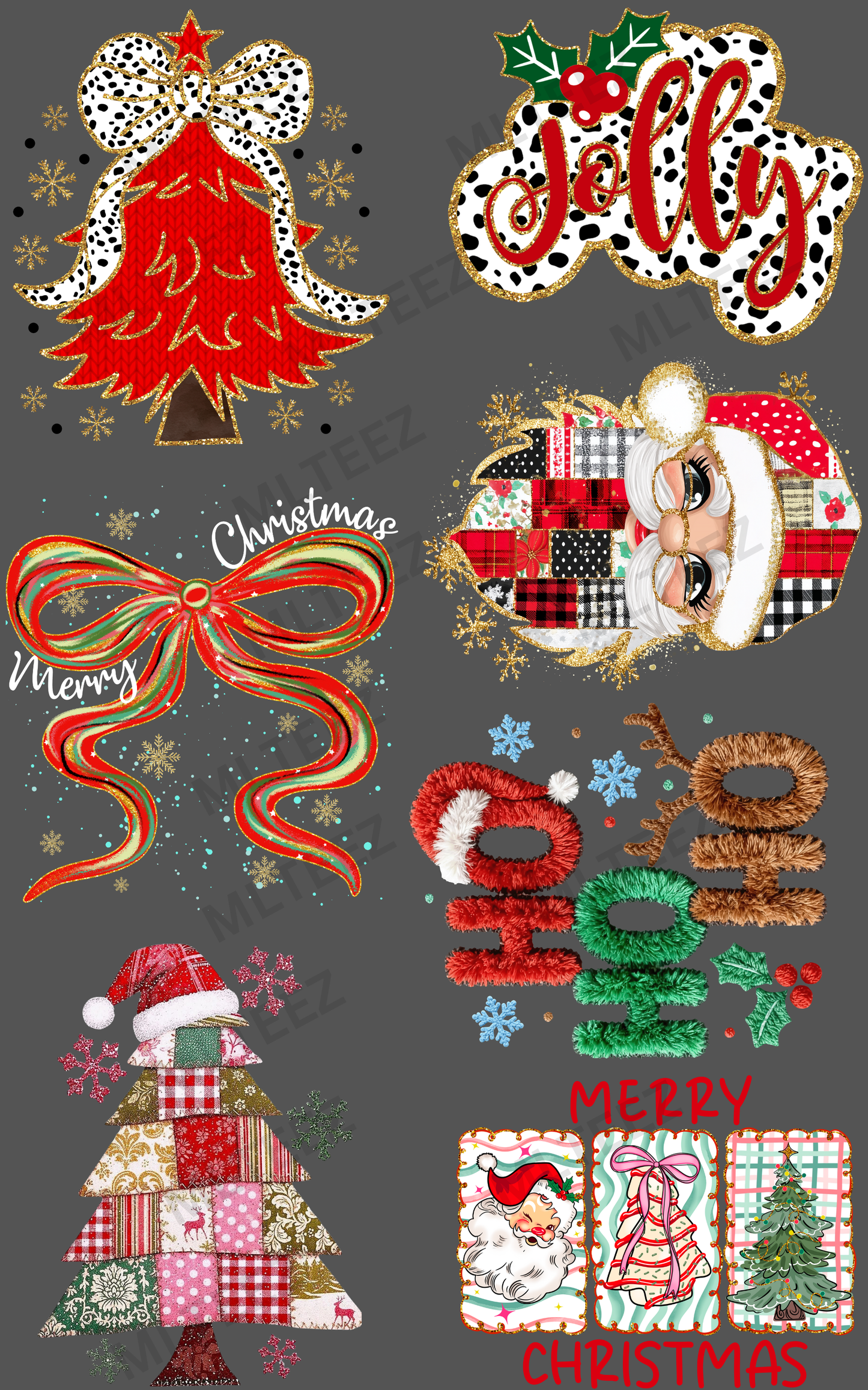 JOLLY CHRISTMAS (1) PREMADE GANGSHEET - 22X36 DTF TRANSFERS - DIRECT TO FILM