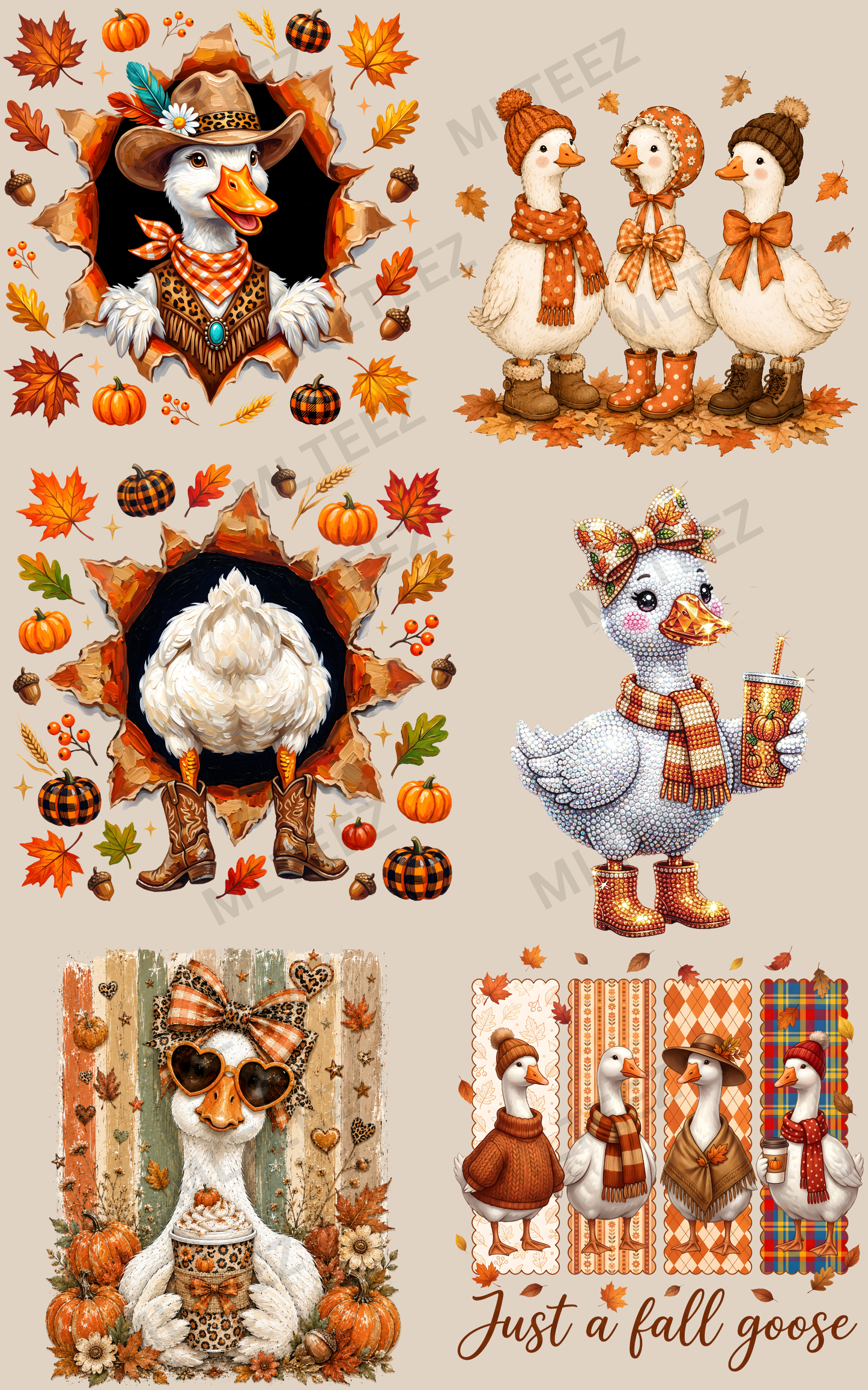 JUST A FALL GOOSE (1) PREMADE GANGSHEET - 22X36 DTF TRANSFERS - DIRECT TO FILM