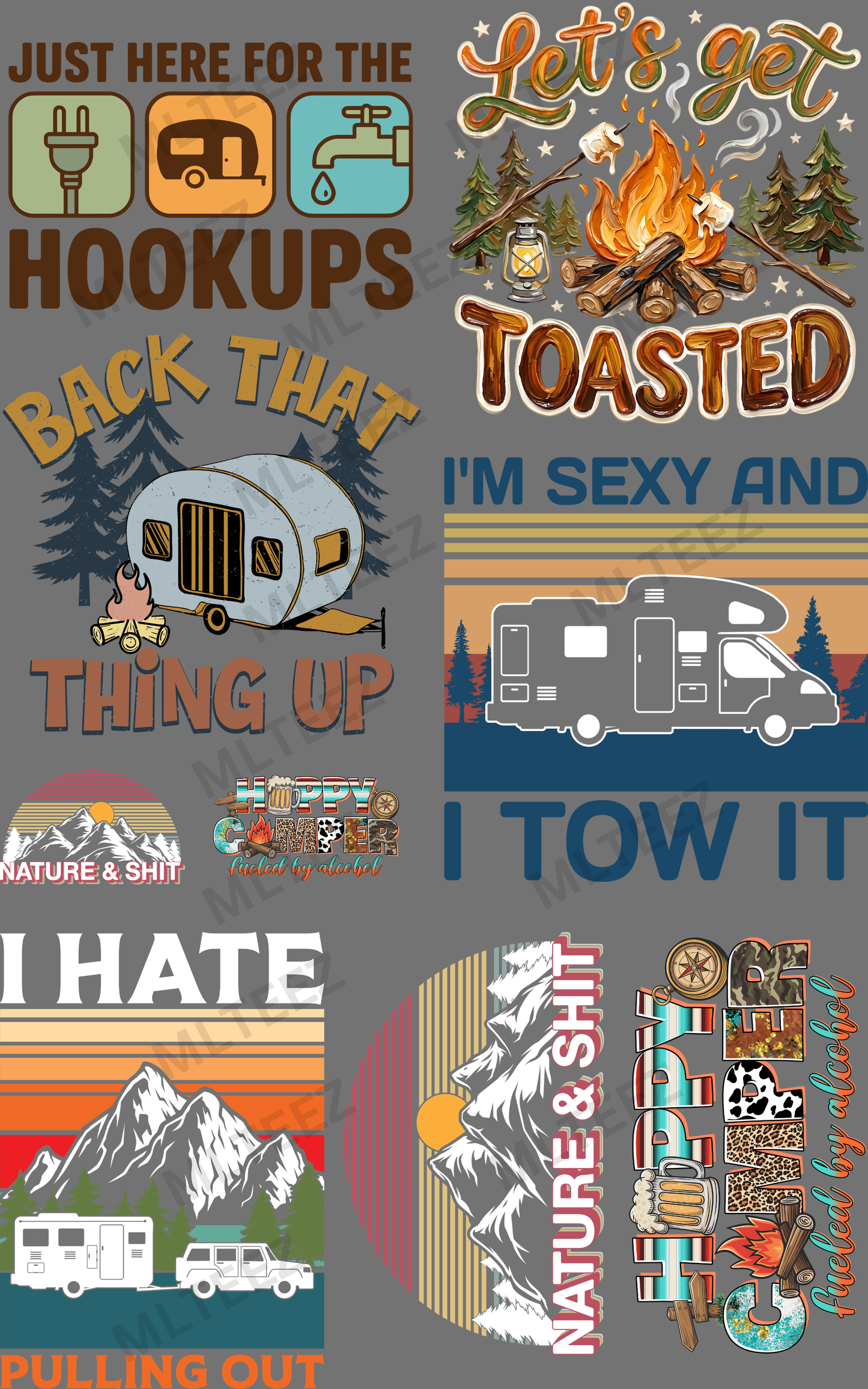 JUST HERE FOR THE HOOKUPS (1) PREMADE GANGSHEET - 22X36 DTF TRANSFERS - DIRECT TO FILM