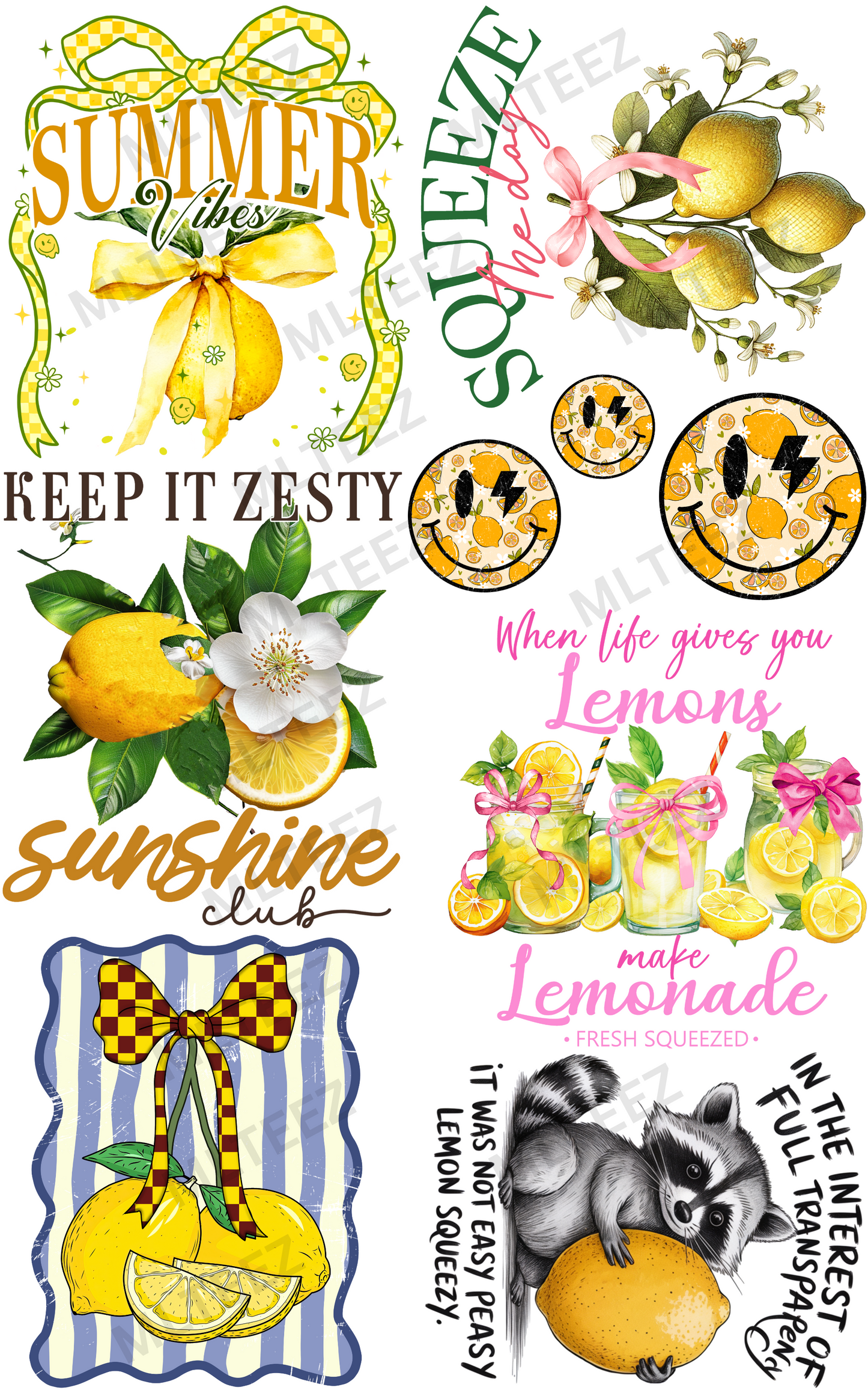 LEMON SUMMER VIBES PREMADE GANGSHEET - 22X36 DTF TRANSFERS - DIRECT TO FILM