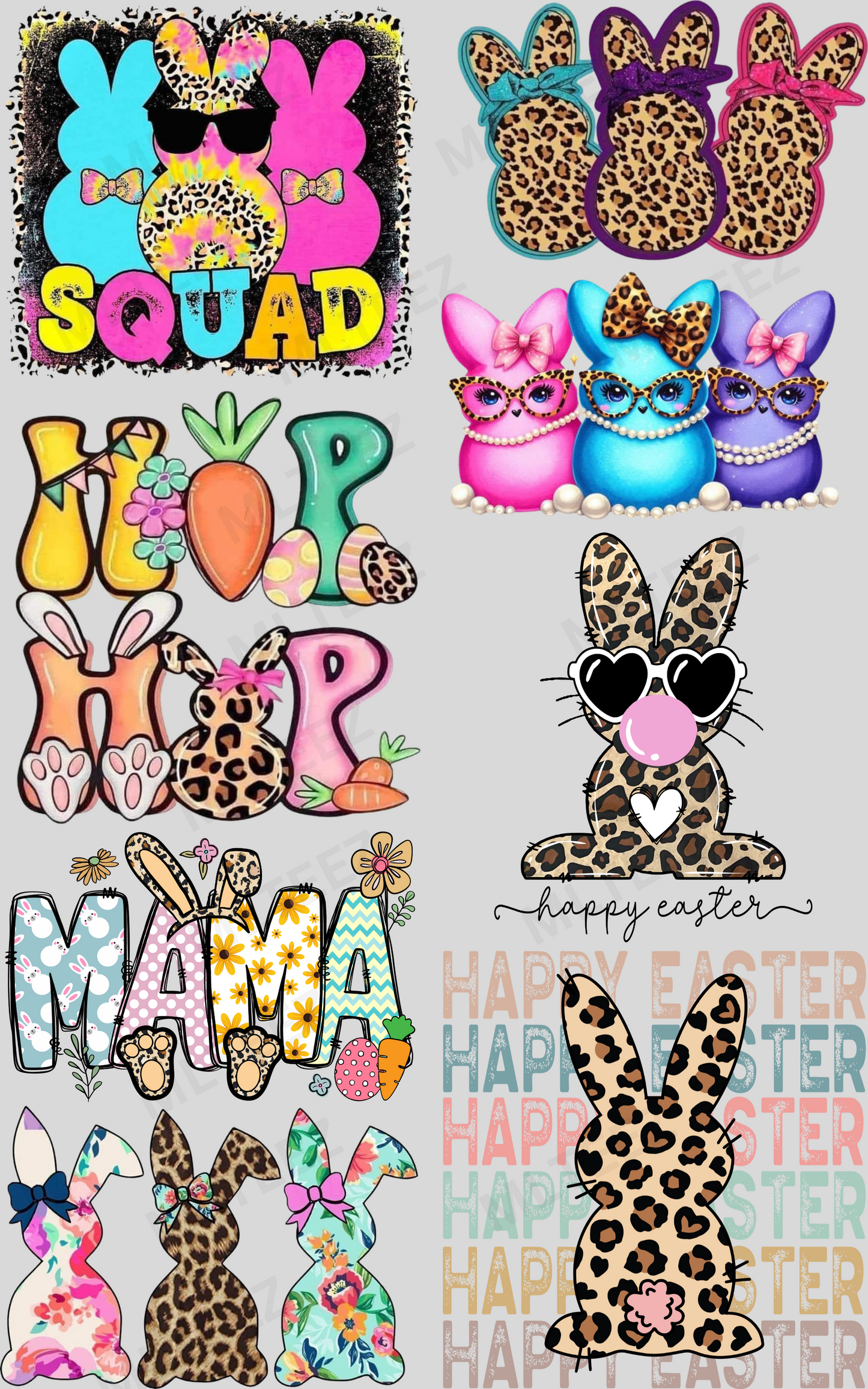 LEOPARD EASTER PREMADE GANGSHEET - 22X36 DTF TRANSFERS - DIRECT TO FILM
