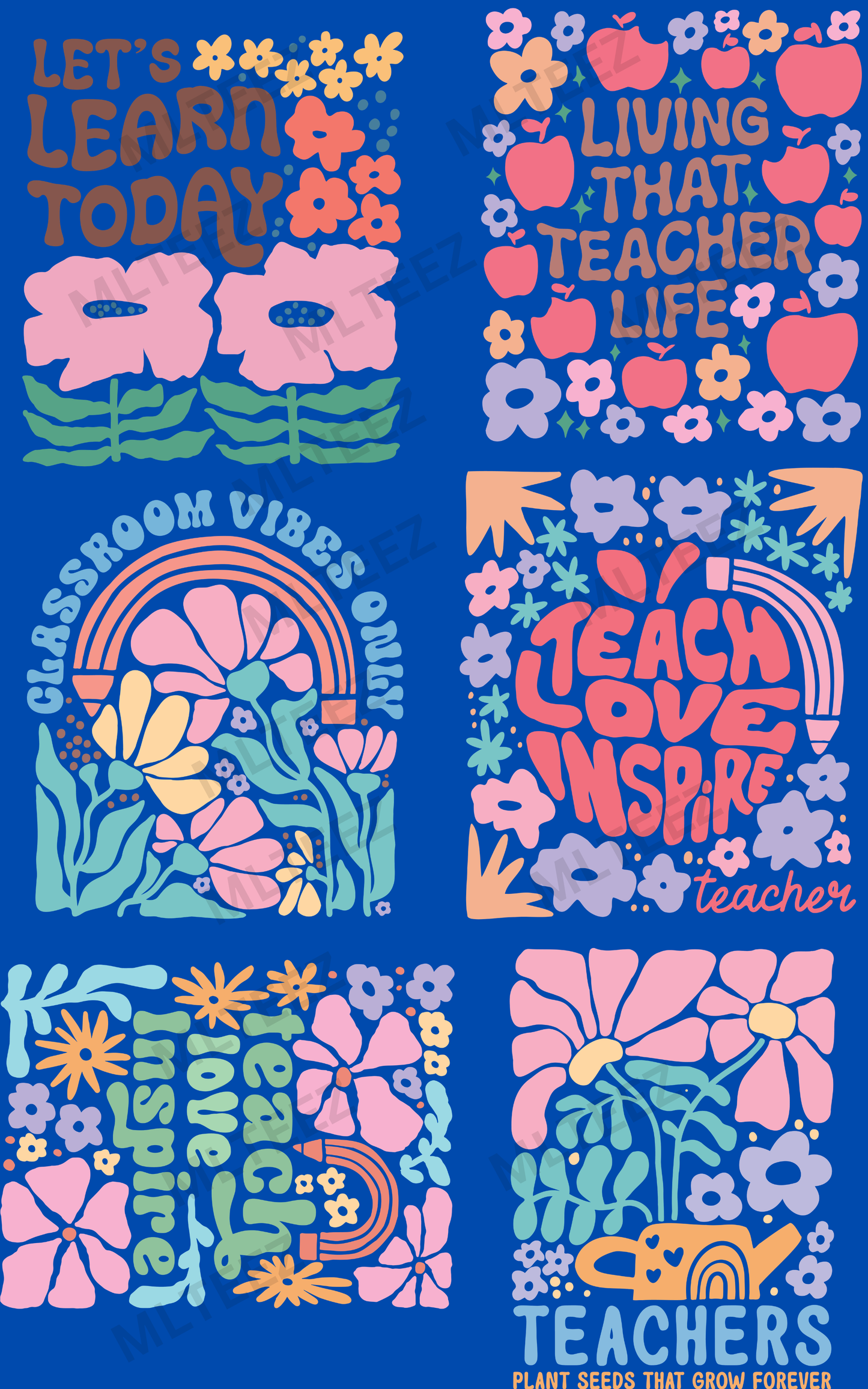 LET'S LEARN TODAY (1) PREMADE GANGSHEET - 22X36 DTF TRANSFERS - DIRECT TO FILM
