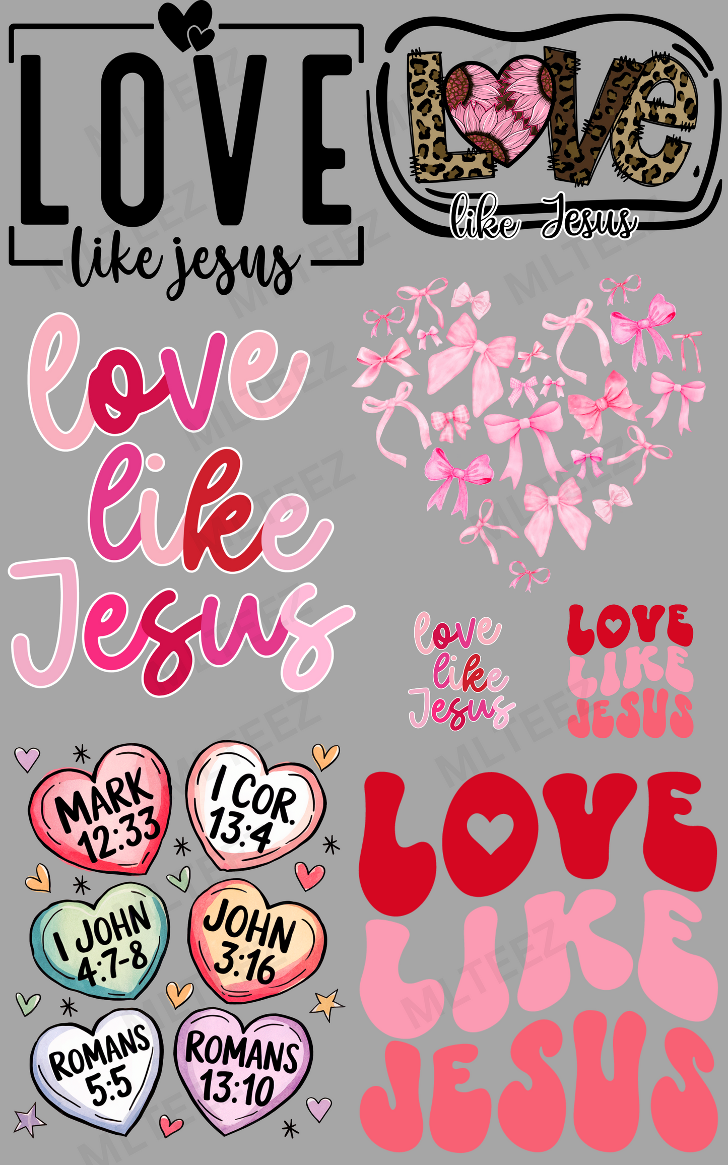 LOVE LIKE JESUS (2) PREMADE GANGSHEET - 22X36 DTF TRANSFERS - DIRECT TO FILM