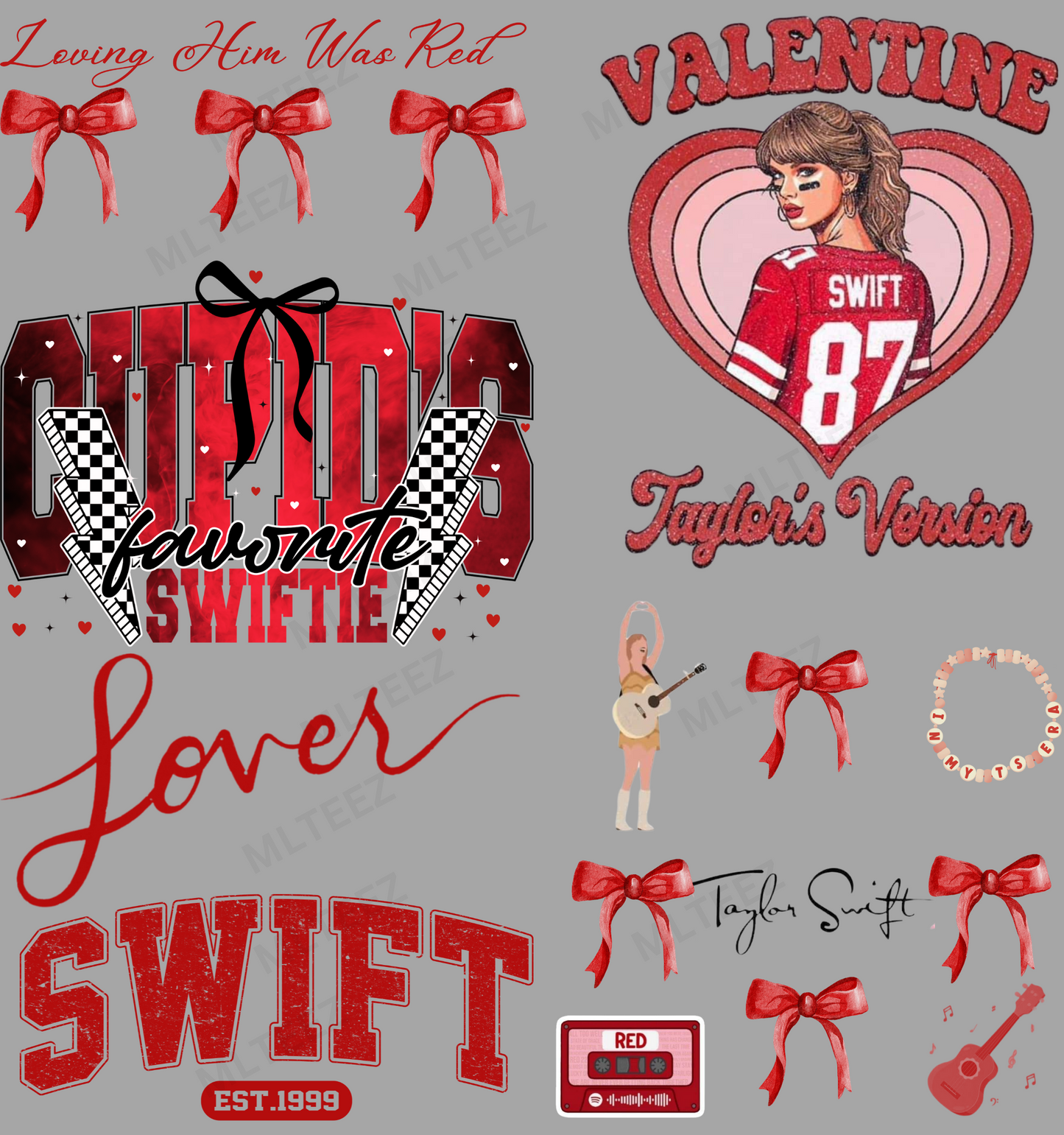 LOVING HIM WAS RED PREMADE GANGSHEET - 22X24