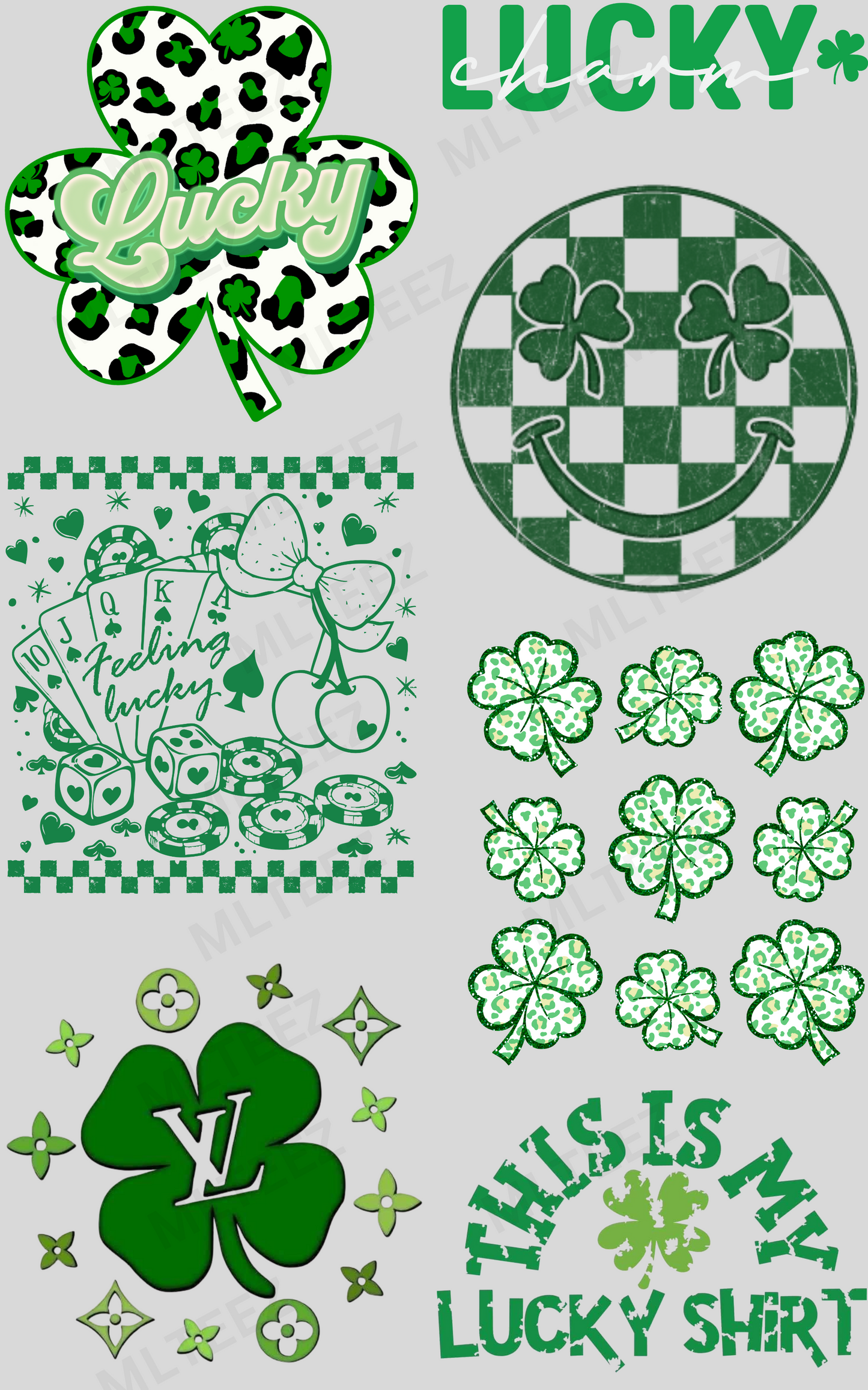 LUCKY (1) PREMADE GANGSHEET - 22X36 - DTF TRANSFERS -DIRECT TO FILM