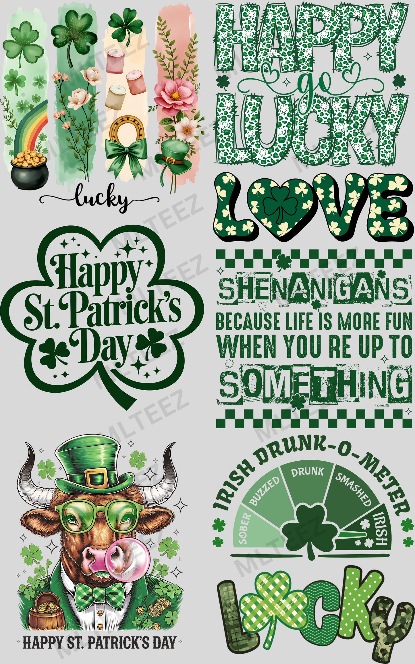 LUCKY (6) PREMADE GANGSHEET - 22X36 DTF TRANSFERS - DIRECT TO FILM