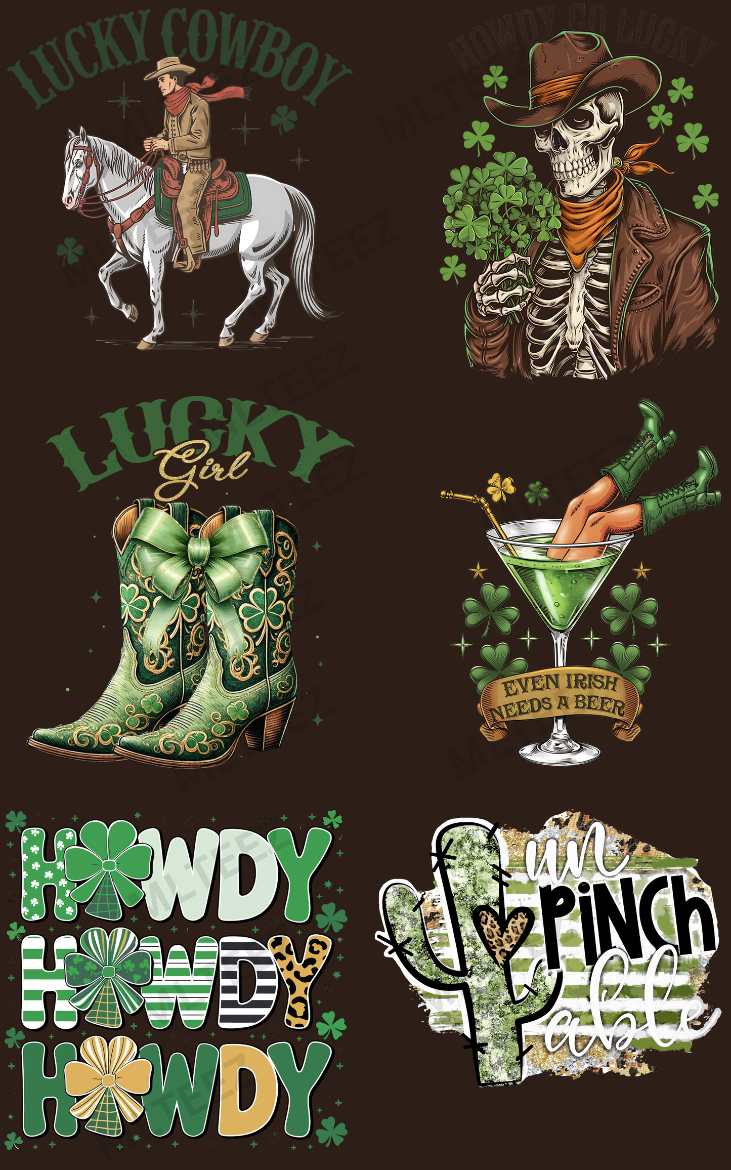 LUCKY COWBOY (1) PREMADE GANGSHEET - 22X36 DTF TRANSFERS - DIRECT TO FILM