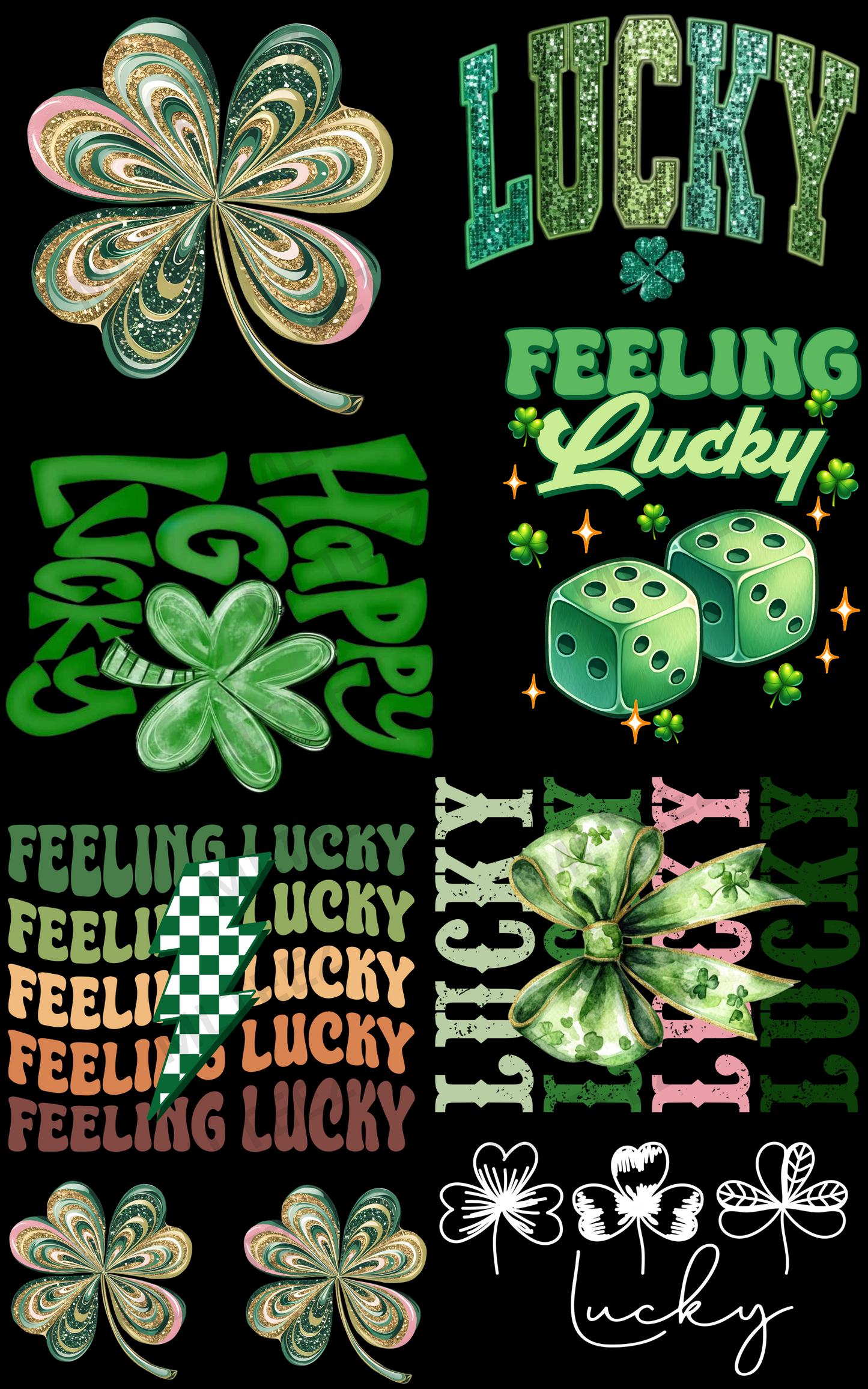 LUCKY SHAMROCK PREMADE GANGSHEET - 22X36 DTF TRANSFERS - DIRECT TO FILM