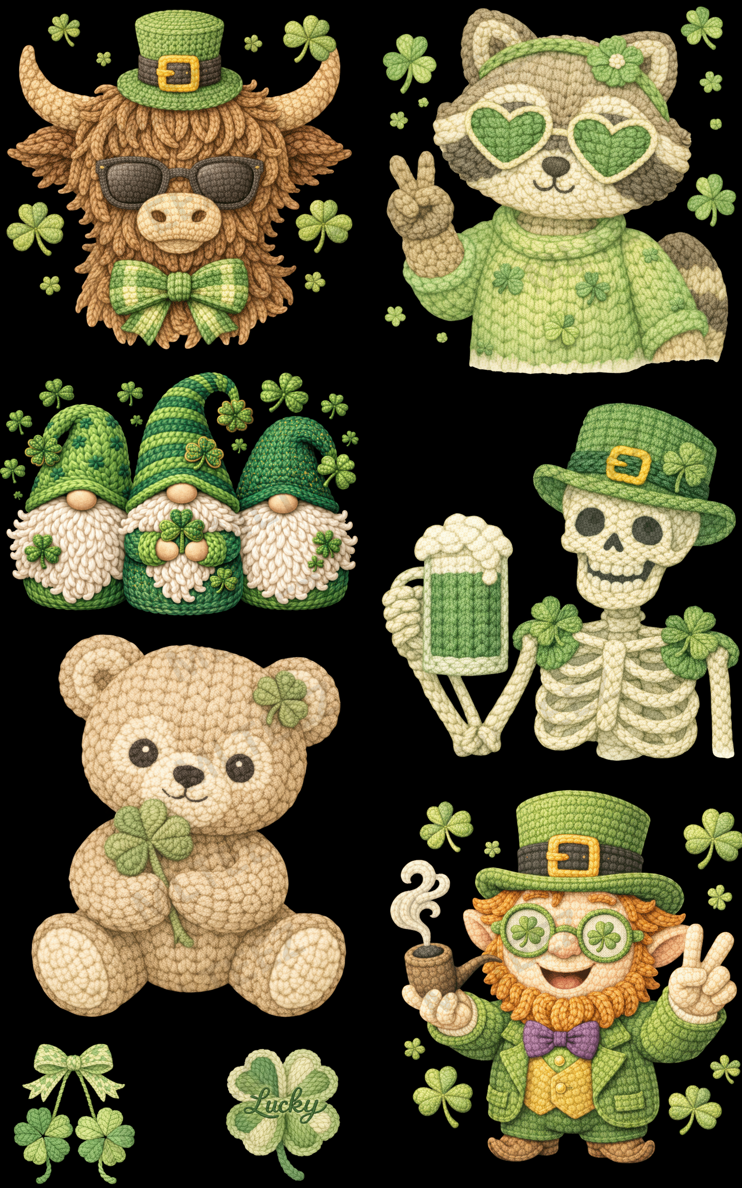 LUCKY YARN FRIENDS (1) PREMADE GANGSHEET - 22X36 DTF TRANSFERS - DIRECT TO FILM