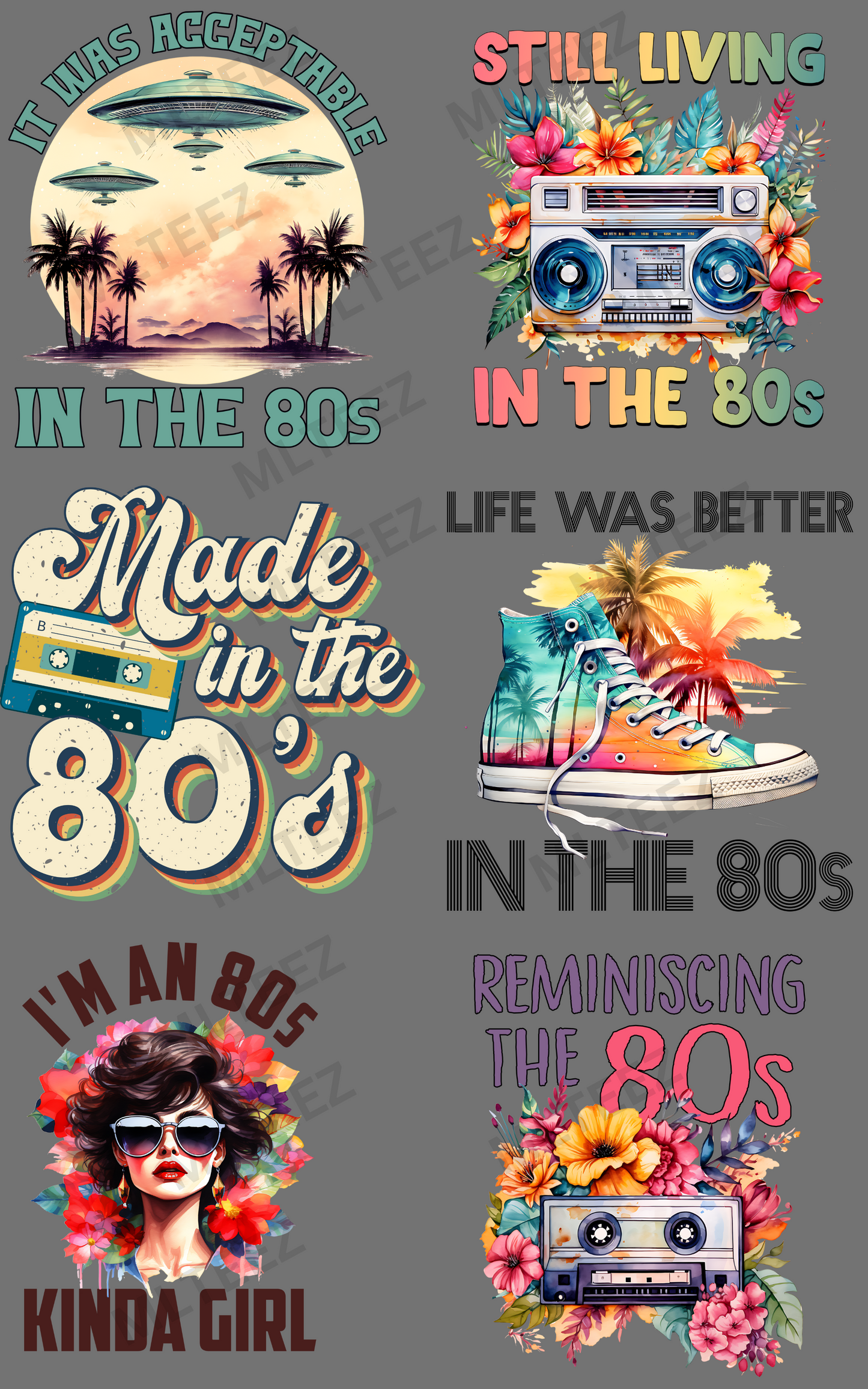 Life In The 80s (1) PREMADE GANGSHEET - 22X36 DTF TRANSFERS - DIRECT TO FILM