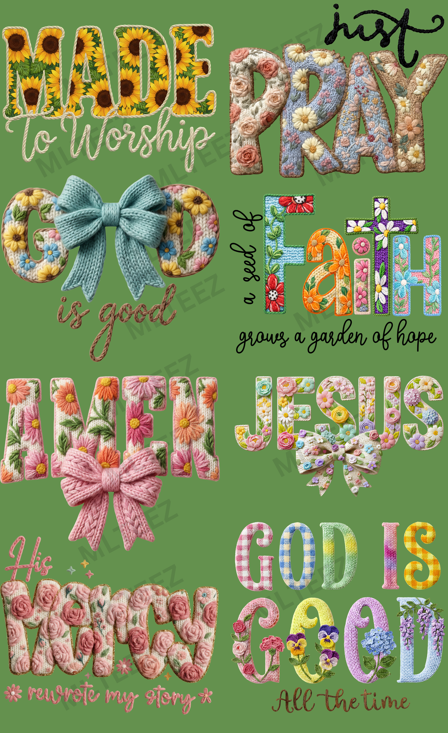 MADE TO WORSHIP (1) PREMADE GANGSHEET - 22X36 DTF TRANSFERS - DIRECT TO FILM