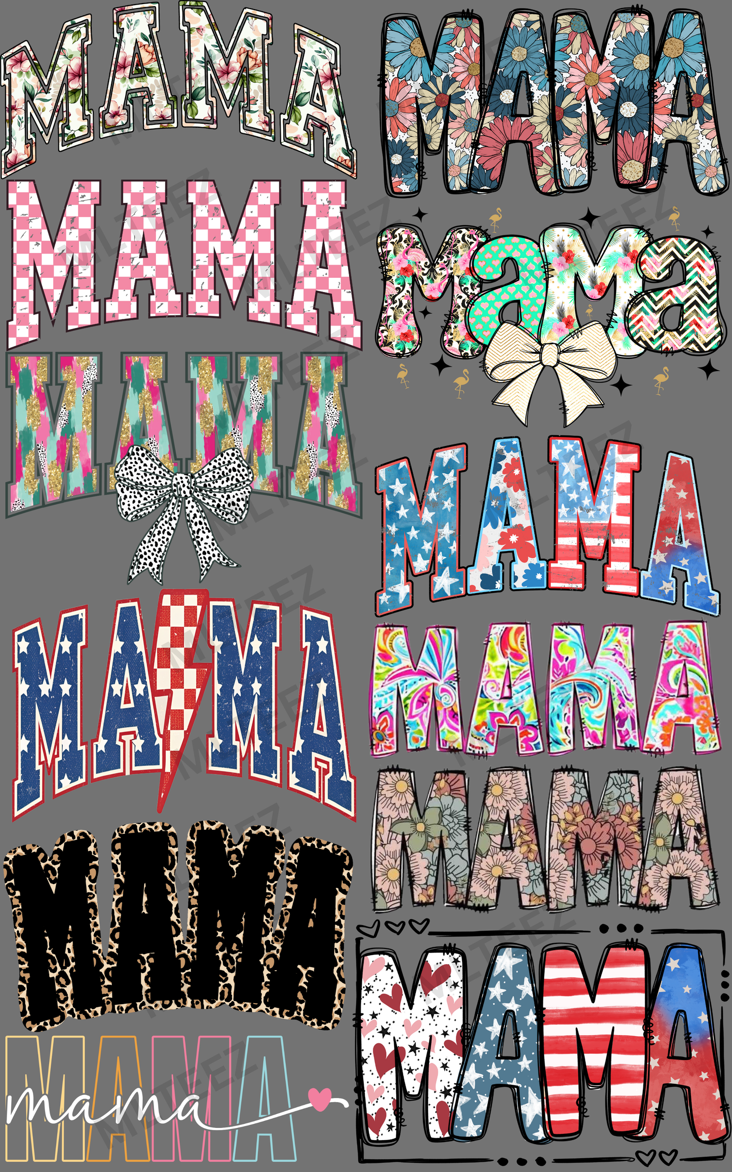 MAMA (5) PREMADE GANGSHEET - 22X36 DTF TRANSFERS - DIRECT TO FILM