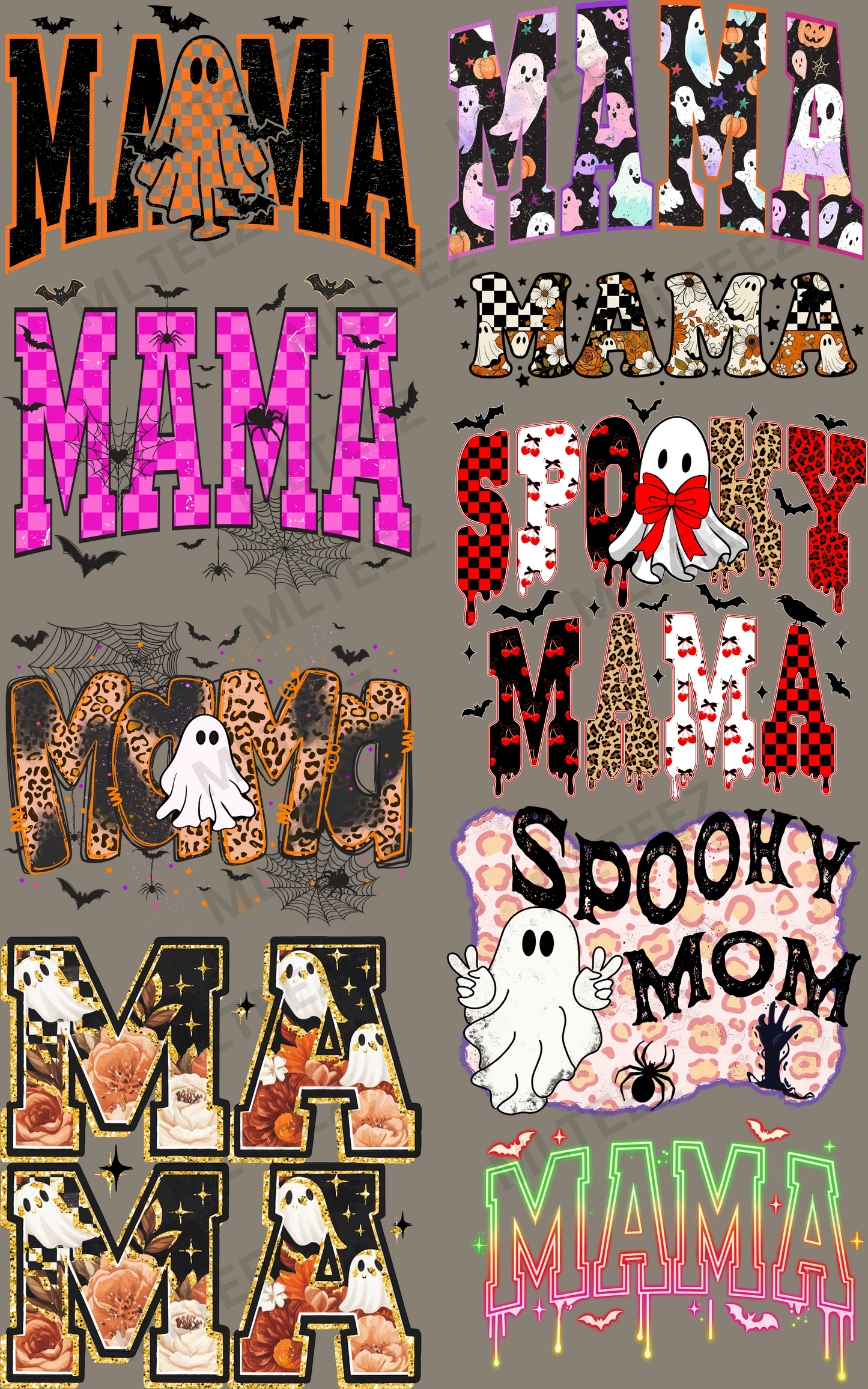 MAMA - HALLOWEEN (1) PREMADE GANGSHEET - 22X36 DTF TRANSFERS - DIRECT TO FILM