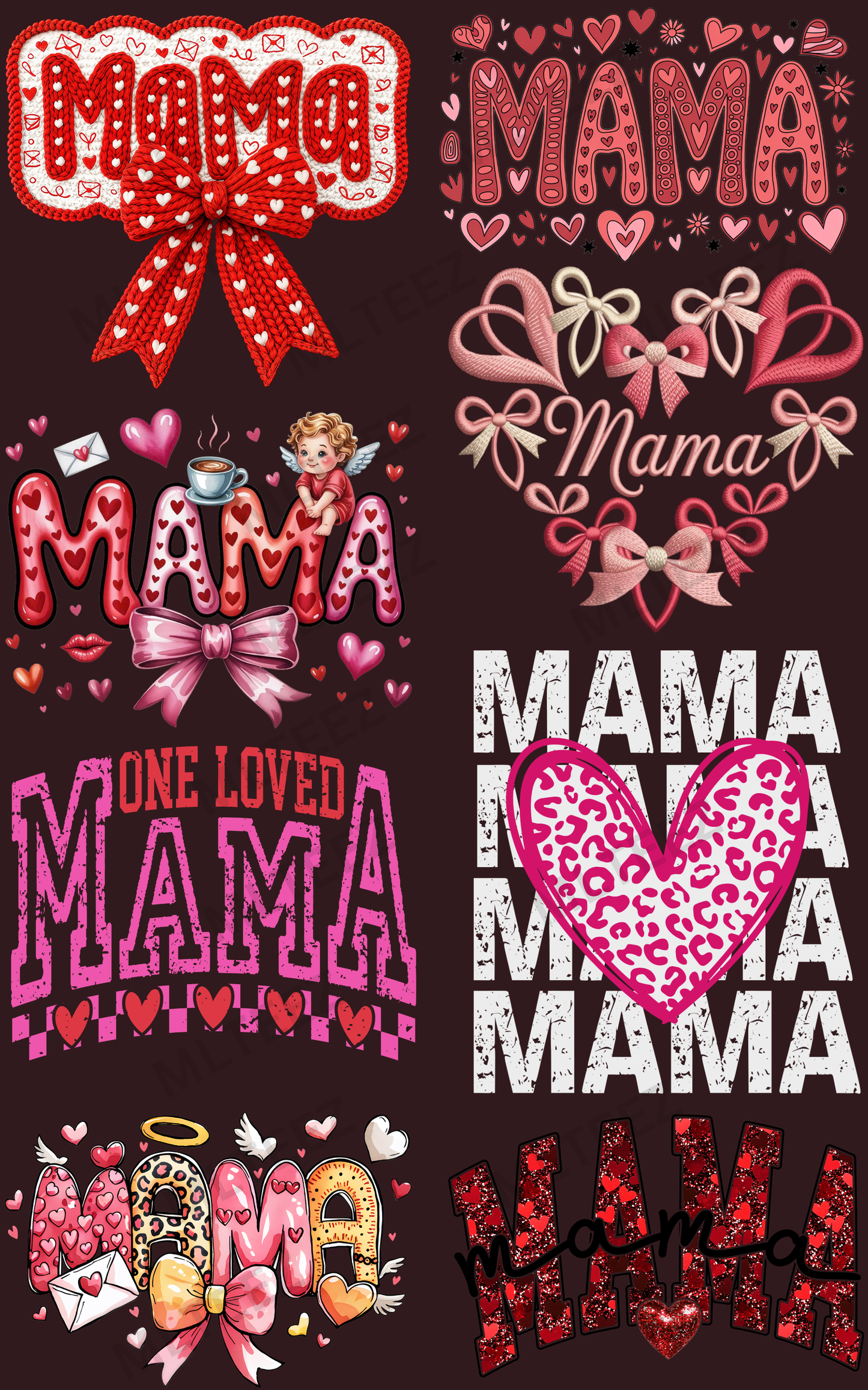 MAMA VALENTINE'S DAY (1) PREMADE GANGSHEET - 22X36 DTF TRANSFERS - DIRECT TO FILM
