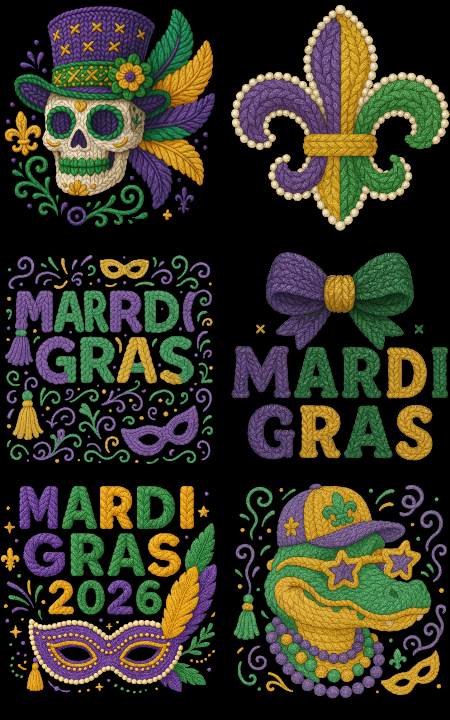 MARDI GRAS (6) PREMADE GANGSHEET - 22X36 DTF TRANSFERS - DIRECT TO FILM