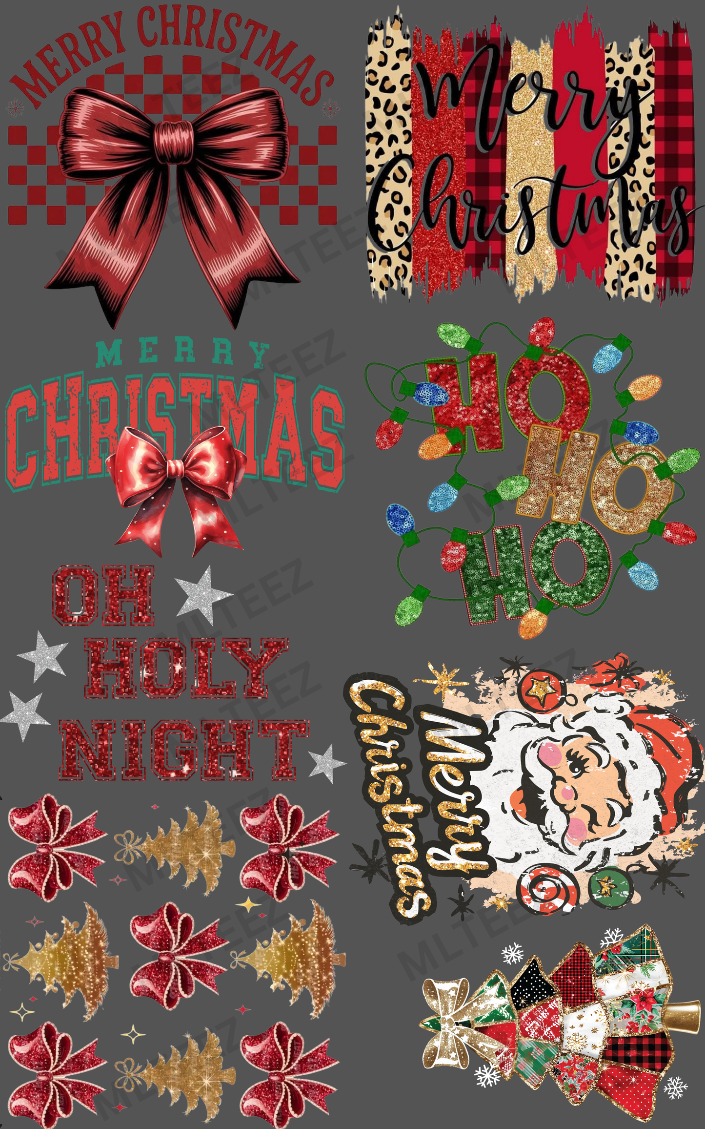 MERRY CHRISTMAS (2) PREMADE GANGSHEET - 22X36 DTF TRANSFERS - DIRECT TO FILM