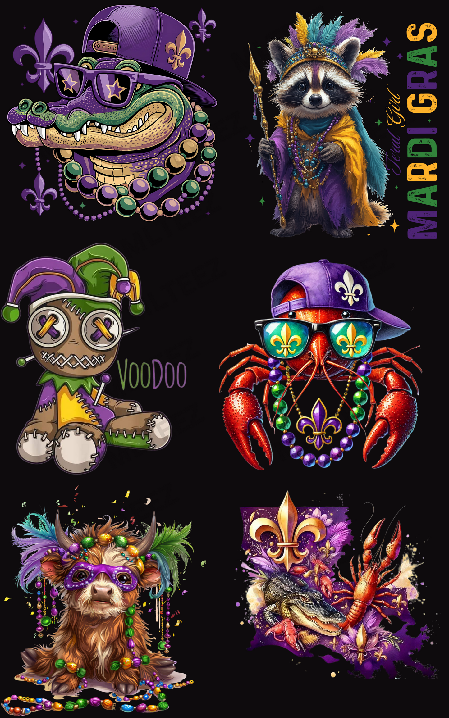 MARDI GRAS (1) PREMADE GANGSHEET - 22X36 DTF TRANSFERS - DIRECT TO FILM