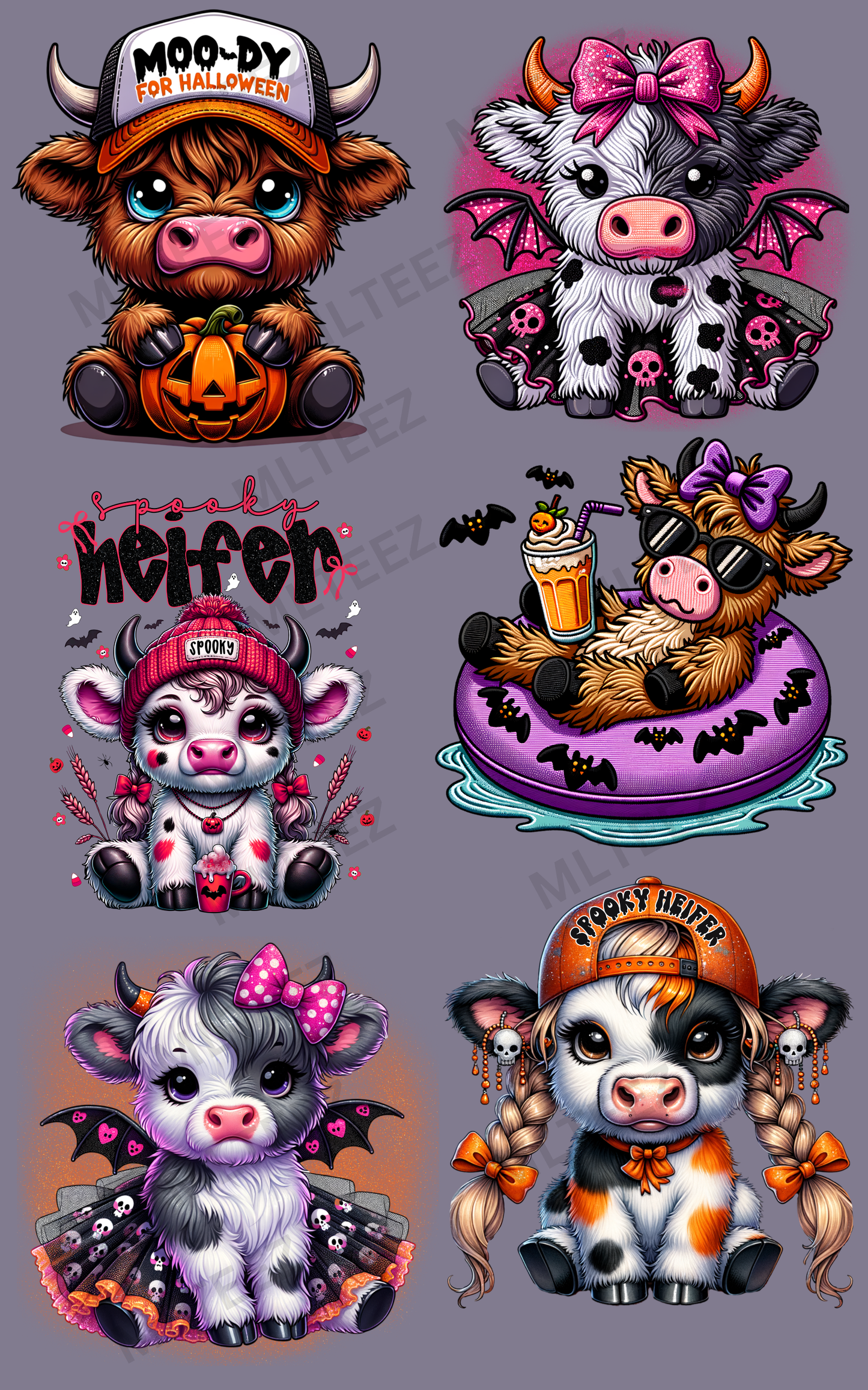 MOODY FOR HALLOWEEN (1) PREMADE GANGSHEET - 22X36 DTF TRANSFERS - DIRECT TO FILM