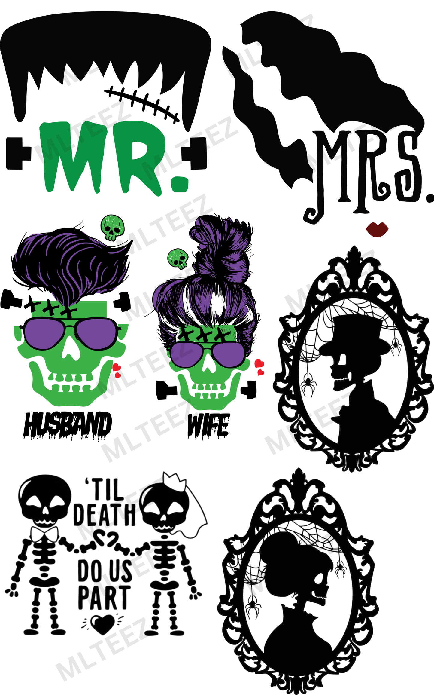 MR. & MRS. (1) PREMADE GANGSHEET - 22X36 DTF TRANSFERS - DIRECT TO FILM