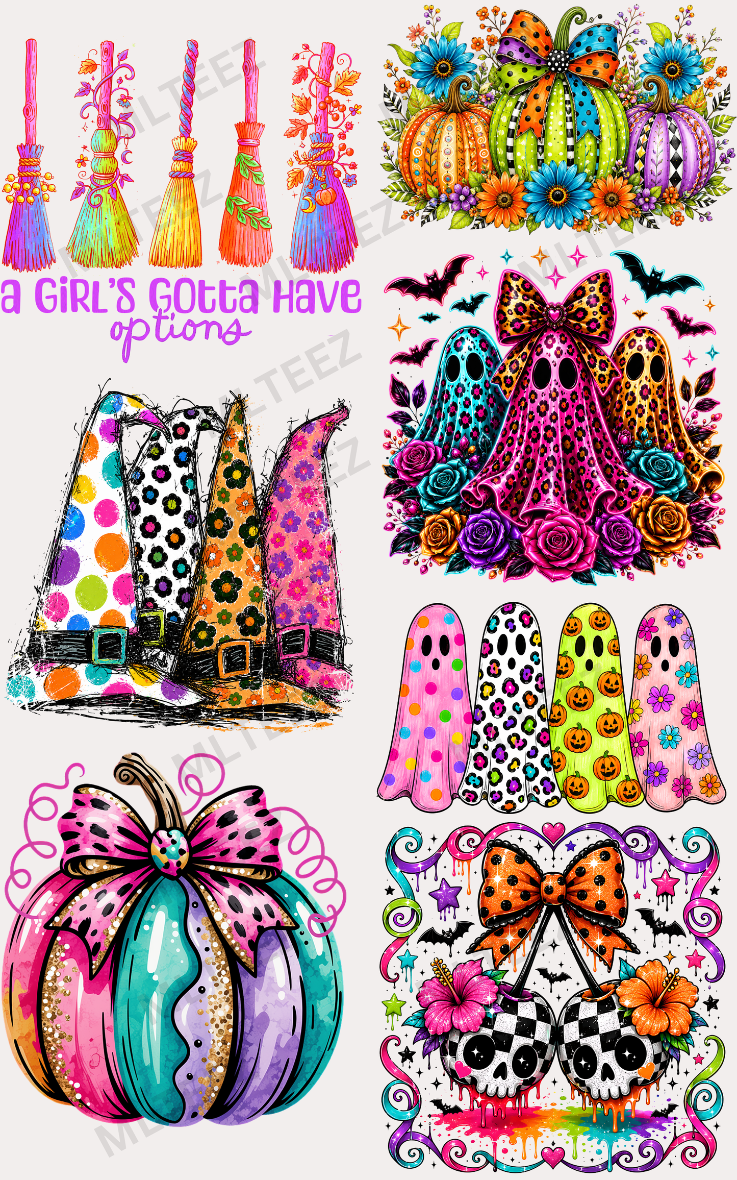 NEON HALLOWEEN (1) PREMADE GANGSHEET - 22X36 DTF TRANSFERS - DIRECT TO FILM