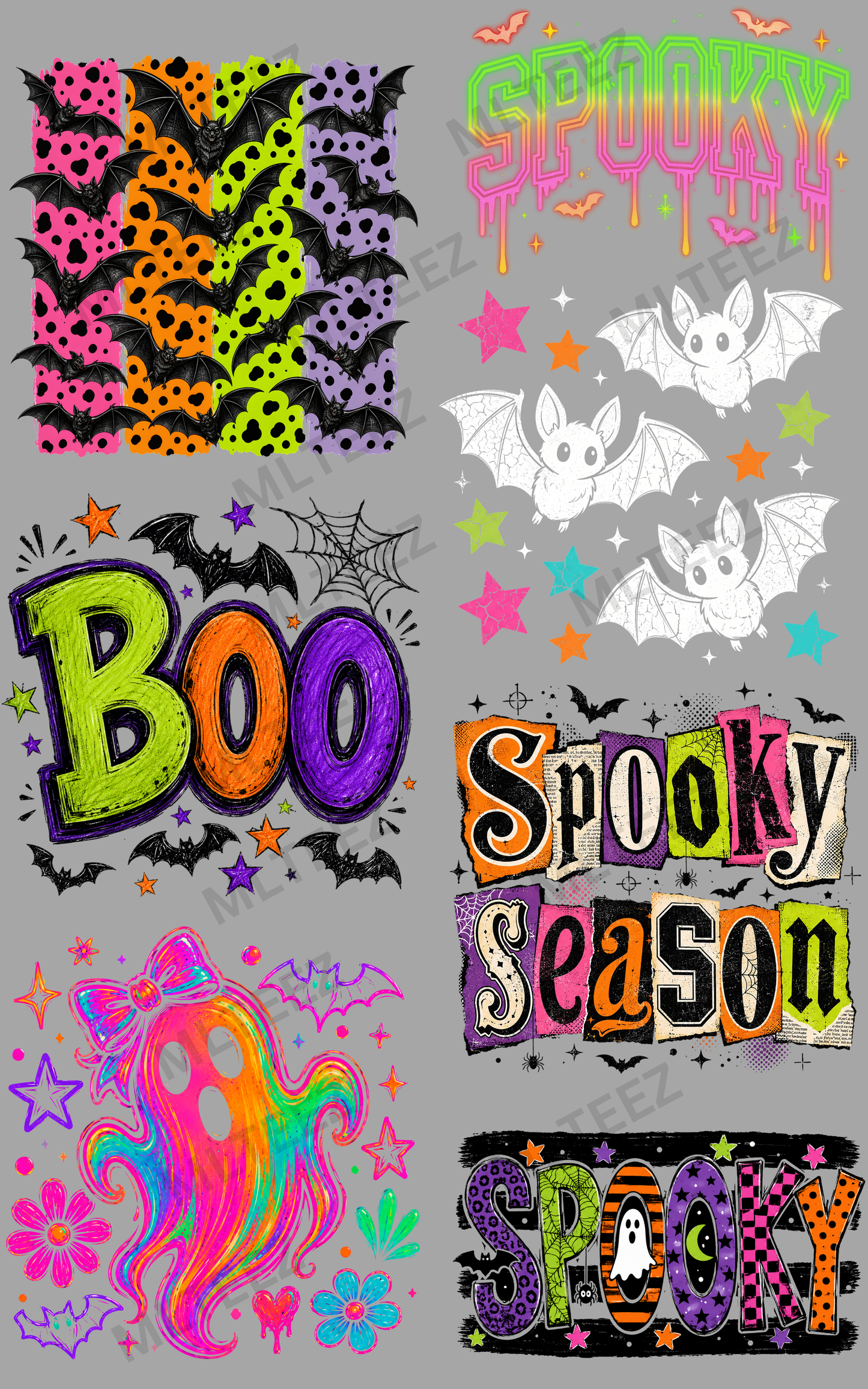 NEON HALLOWEEN (2) PREMADE GANGSHEET - 22X36 DTF TRANSFERS - DIRECT TO FILM