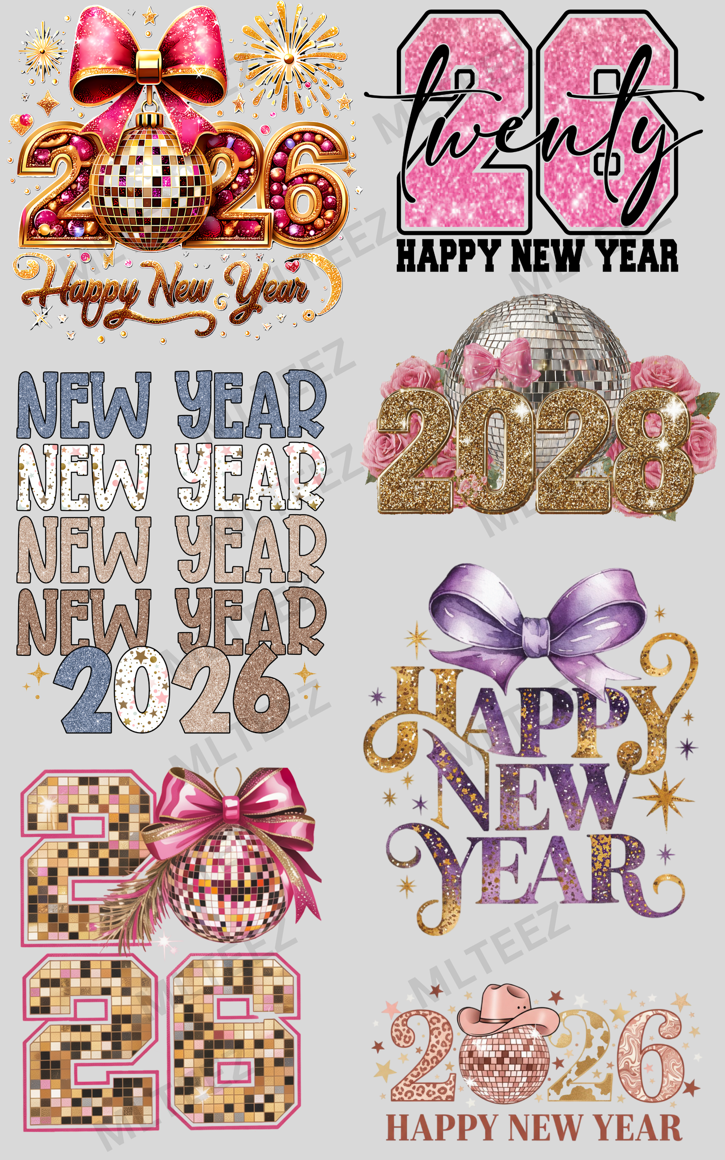 NEW YEAR 2026 (10) PREMADE GANGSHEET - 22X36 DTF TRANSFERS - DIRECT TO FILM