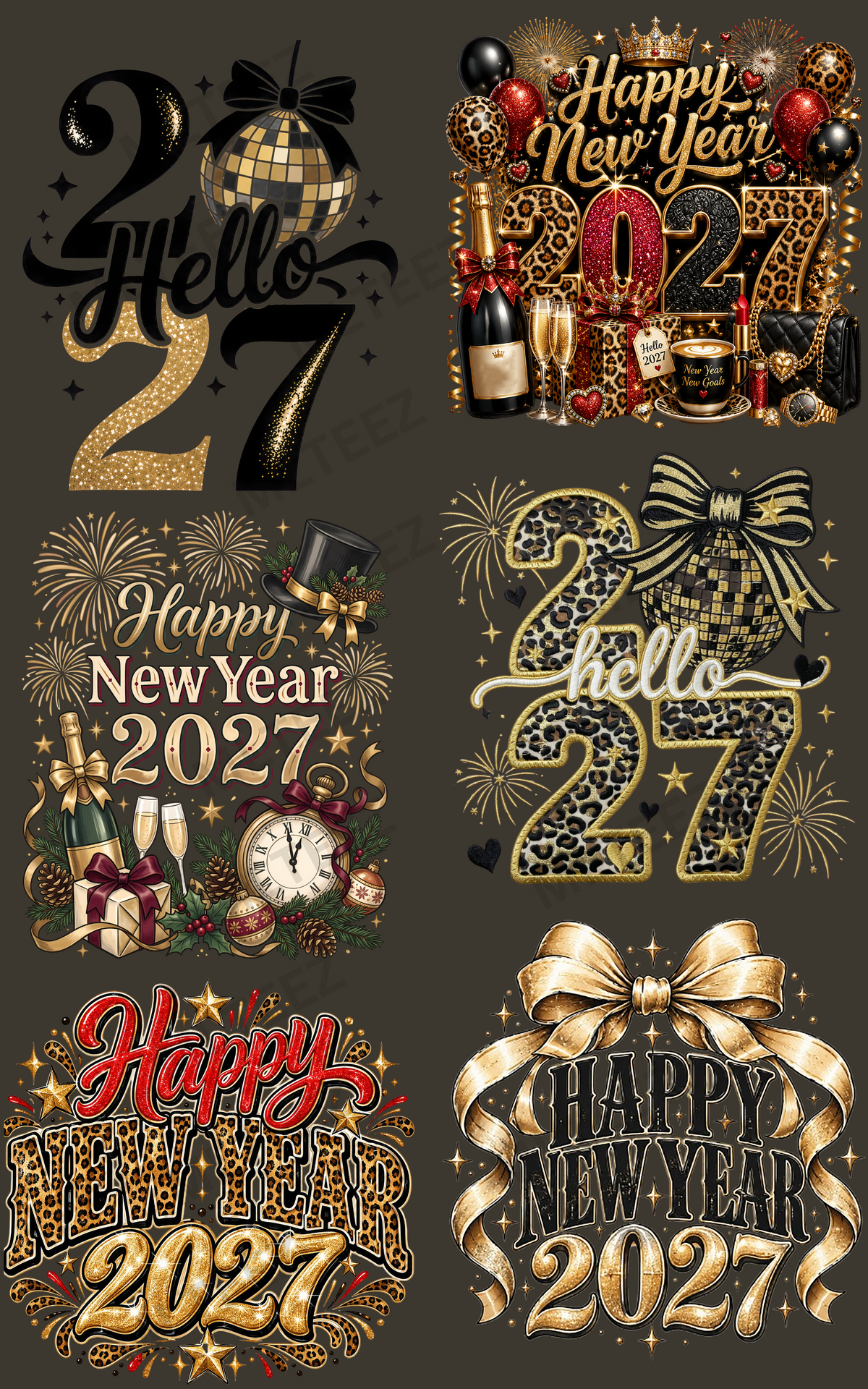 NEW YEAR 2027 (2) PREMADE GANGSHEET - 22X36 DTF TRANSFERS - DIRECT TO FILM